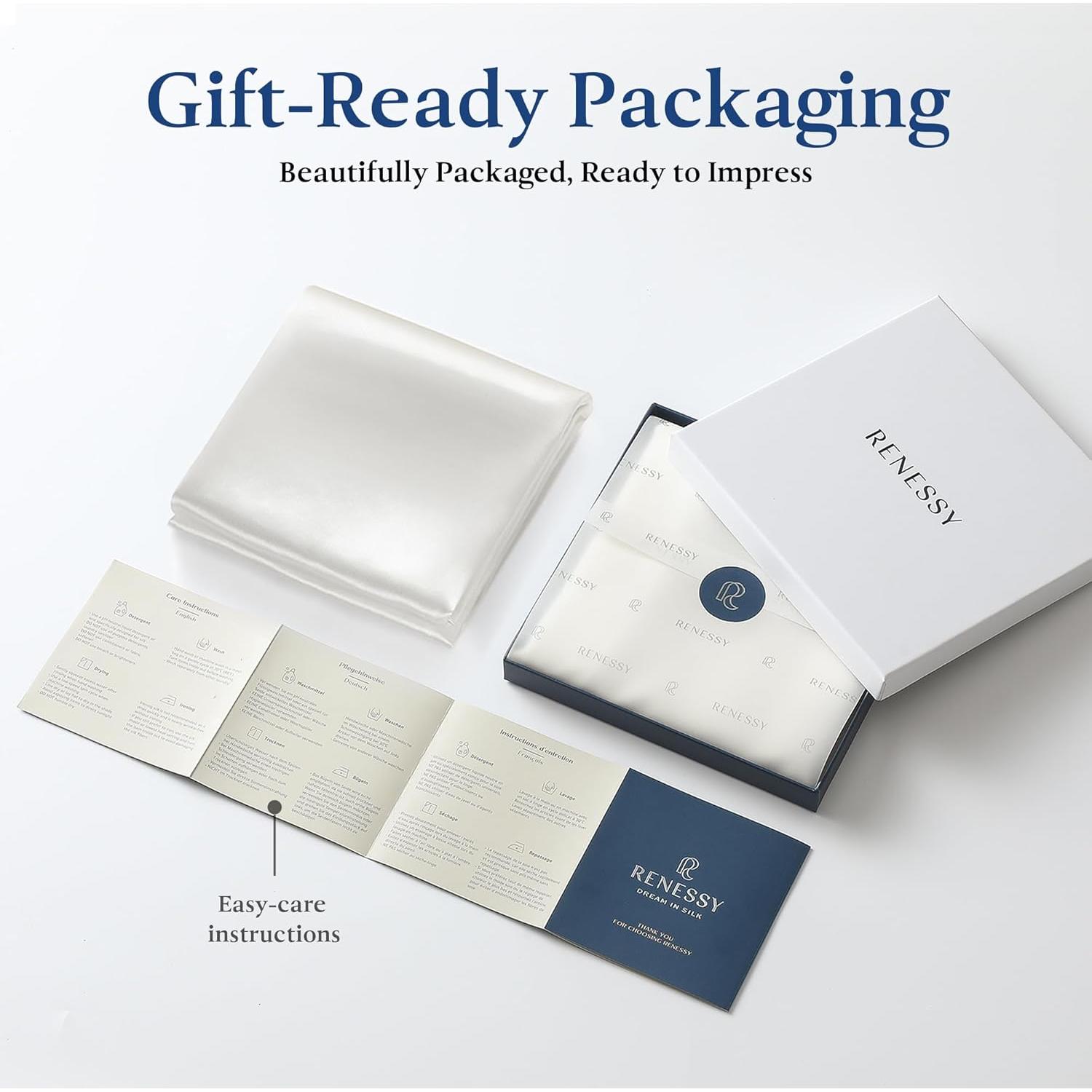 Premium Silk Pillowcase 100% Organic Mulberry Silk, 22 Momme, Grade 6A - Oeko-Tex Certified in Germany - Luxury for Hair & Skin, 1 Piece (Standard Size 20x26 Inches, Natural Silk Off-White)