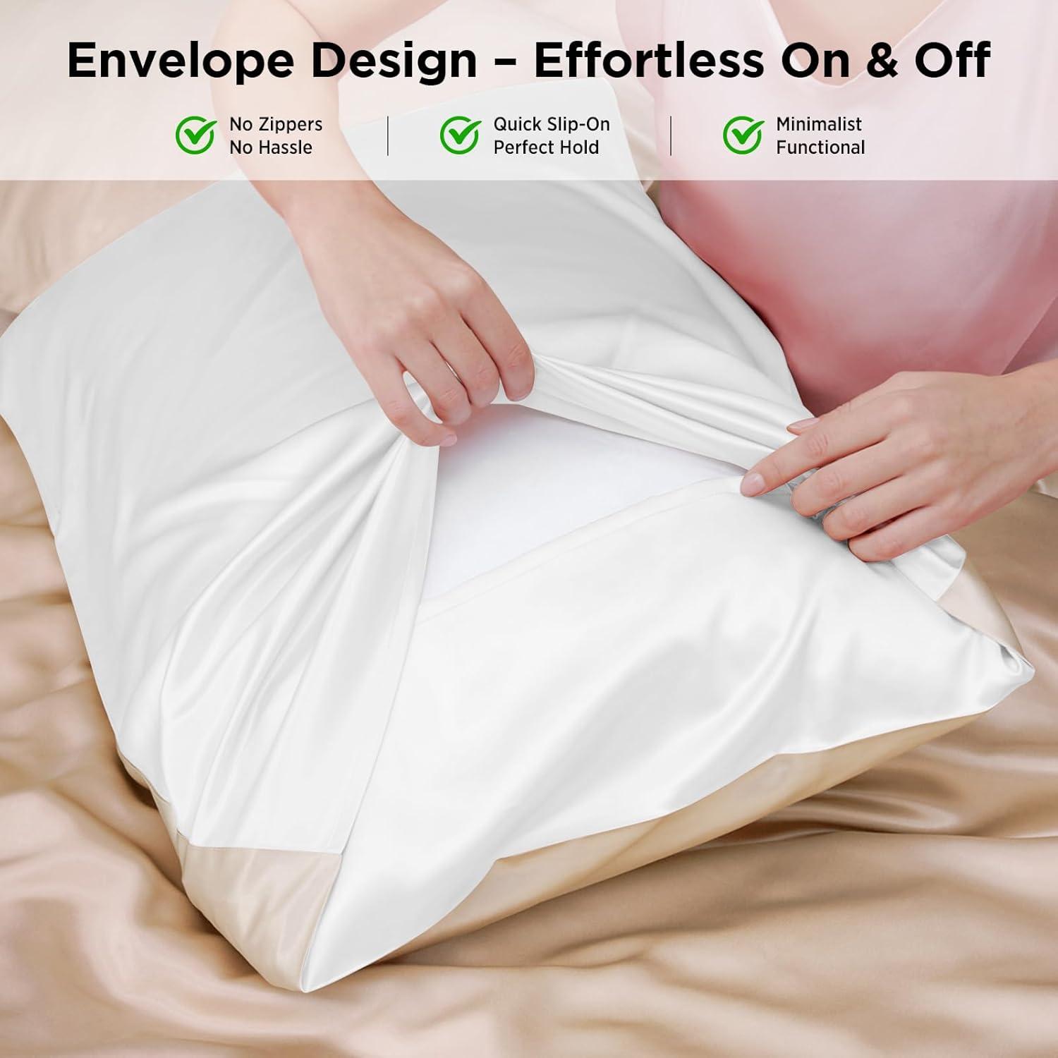 Funda de Almohada Utukky 100% Seda de Morera 22 Momme Estándar