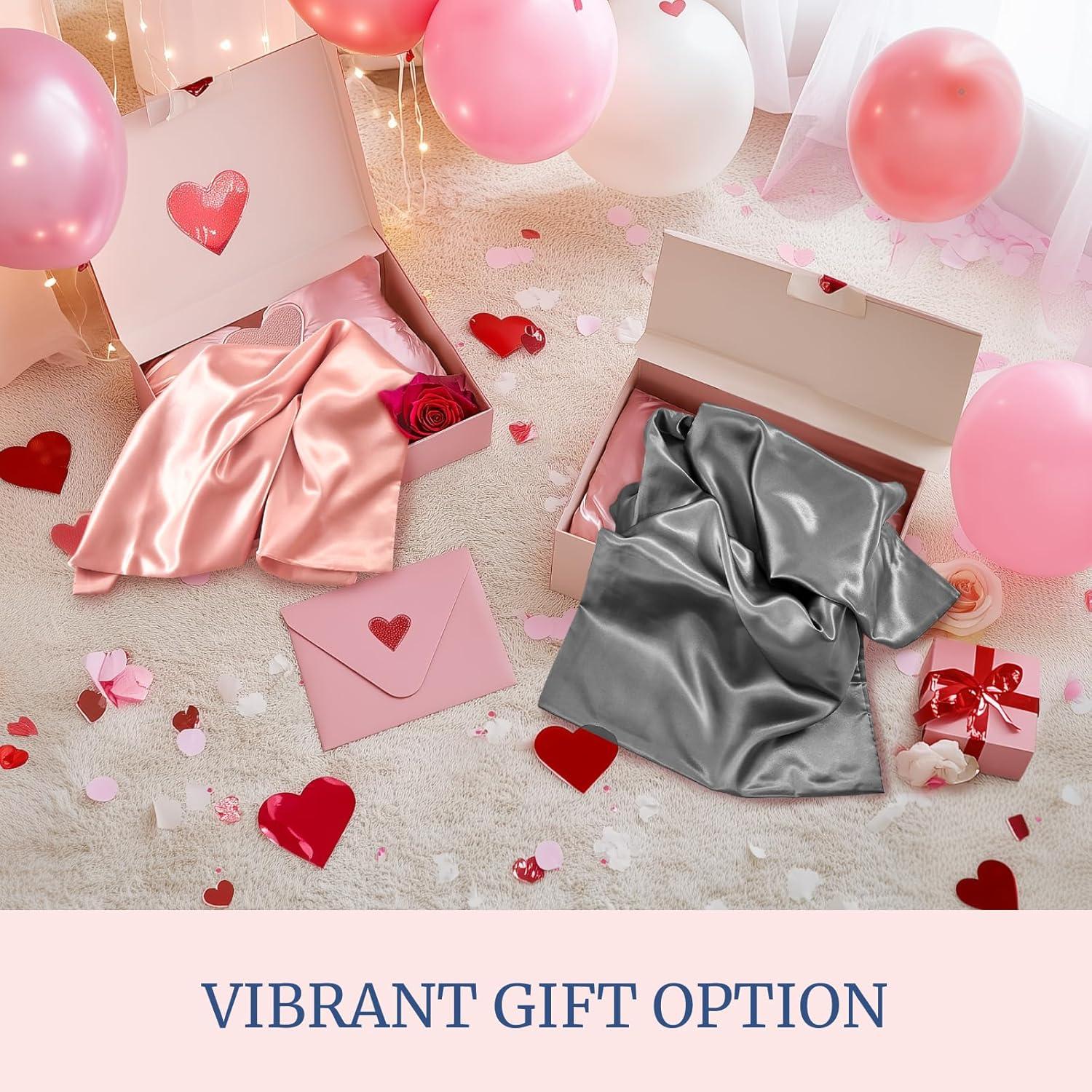 Funda de Almohada de Satén BEDELITE Queen 2 Piezas Gris Oscuro