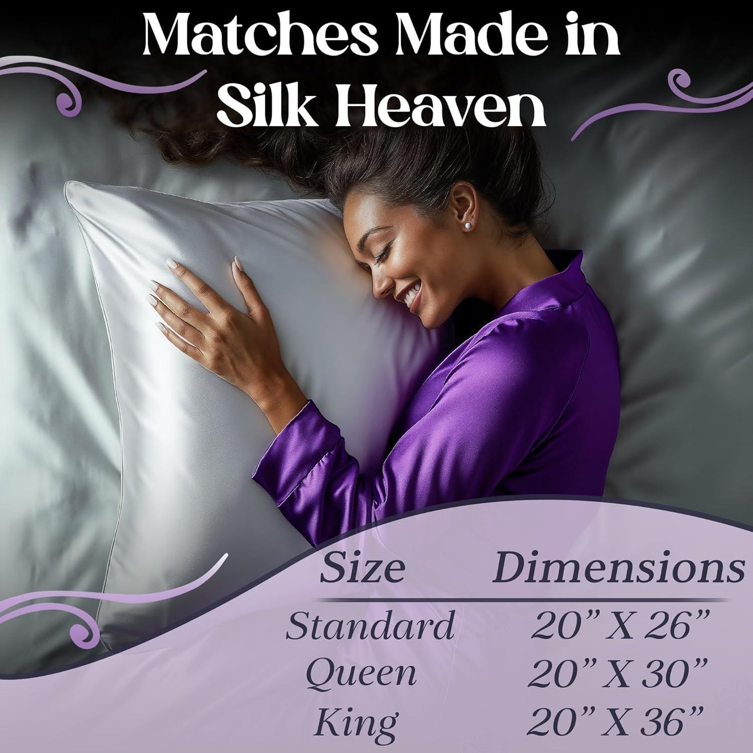 Funda de Almohada de Seda 100% Pura DECOLURE Estándar Blanco