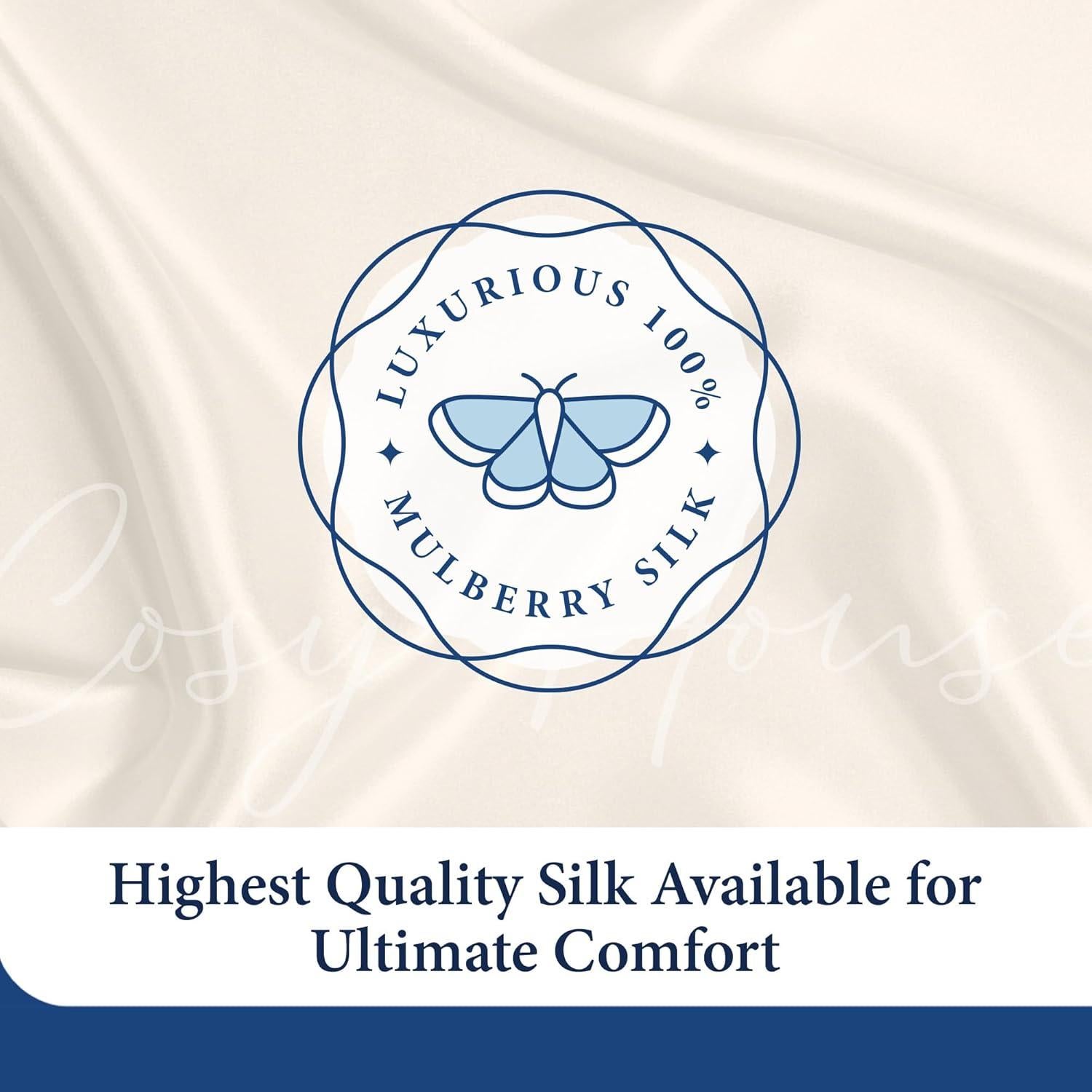 Funda de Almohada 100% Seda Cosy House Estándar Blanca 22 Momme