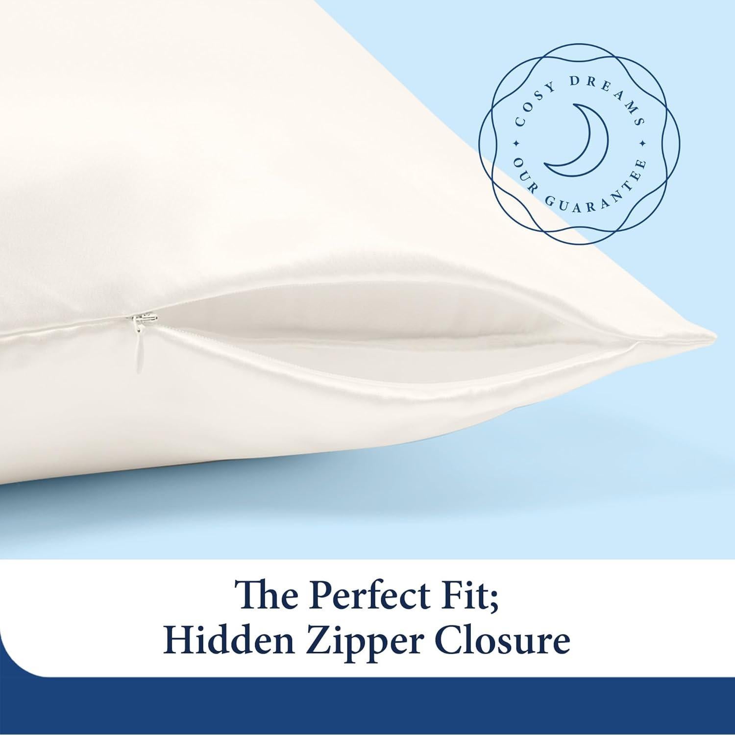 Funda de Almohada 100% Seda Cosy House Estándar Blanca 22 Momme