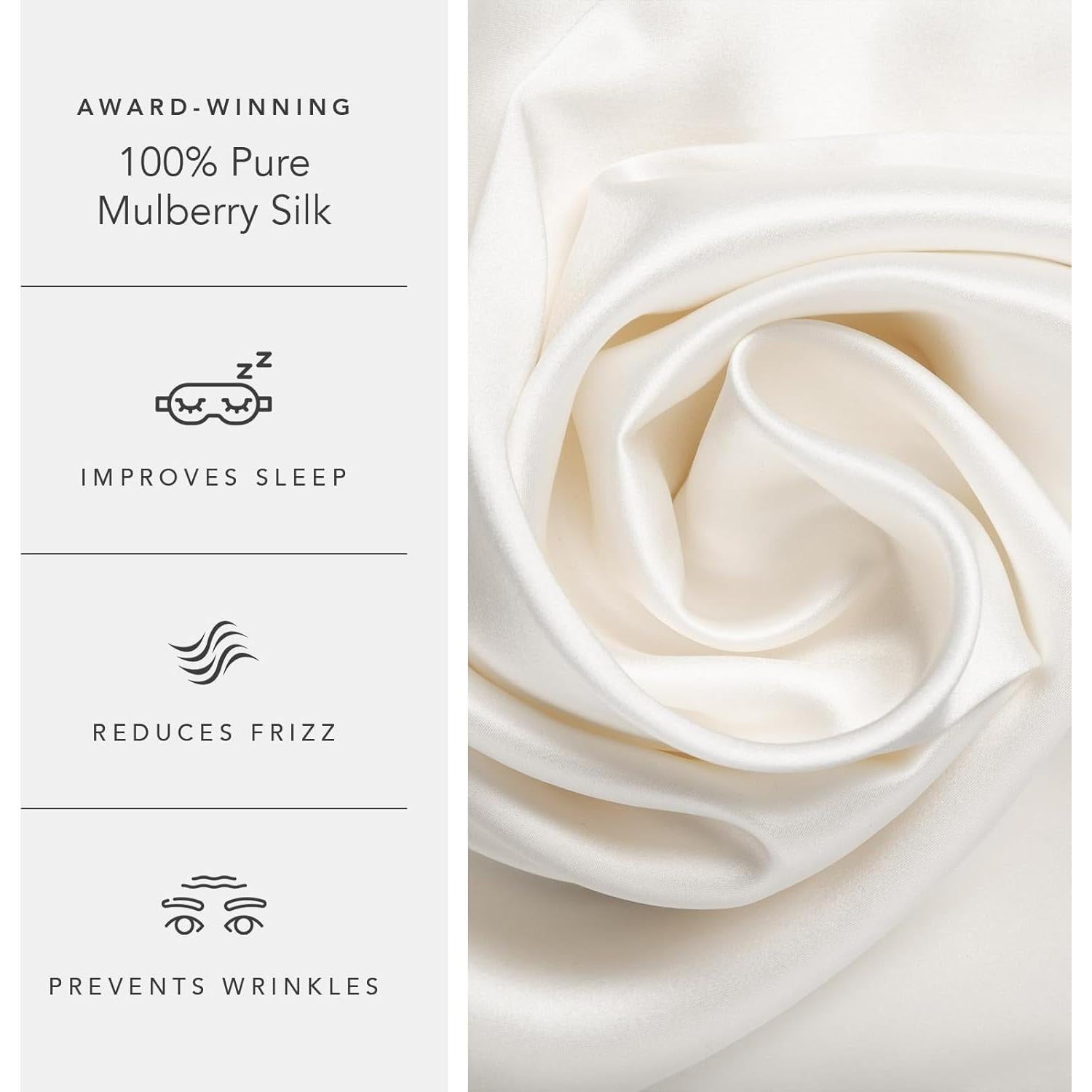 Funda de Almohada de Seda Pura Fishers Finery Estándar 30 mm Blanca