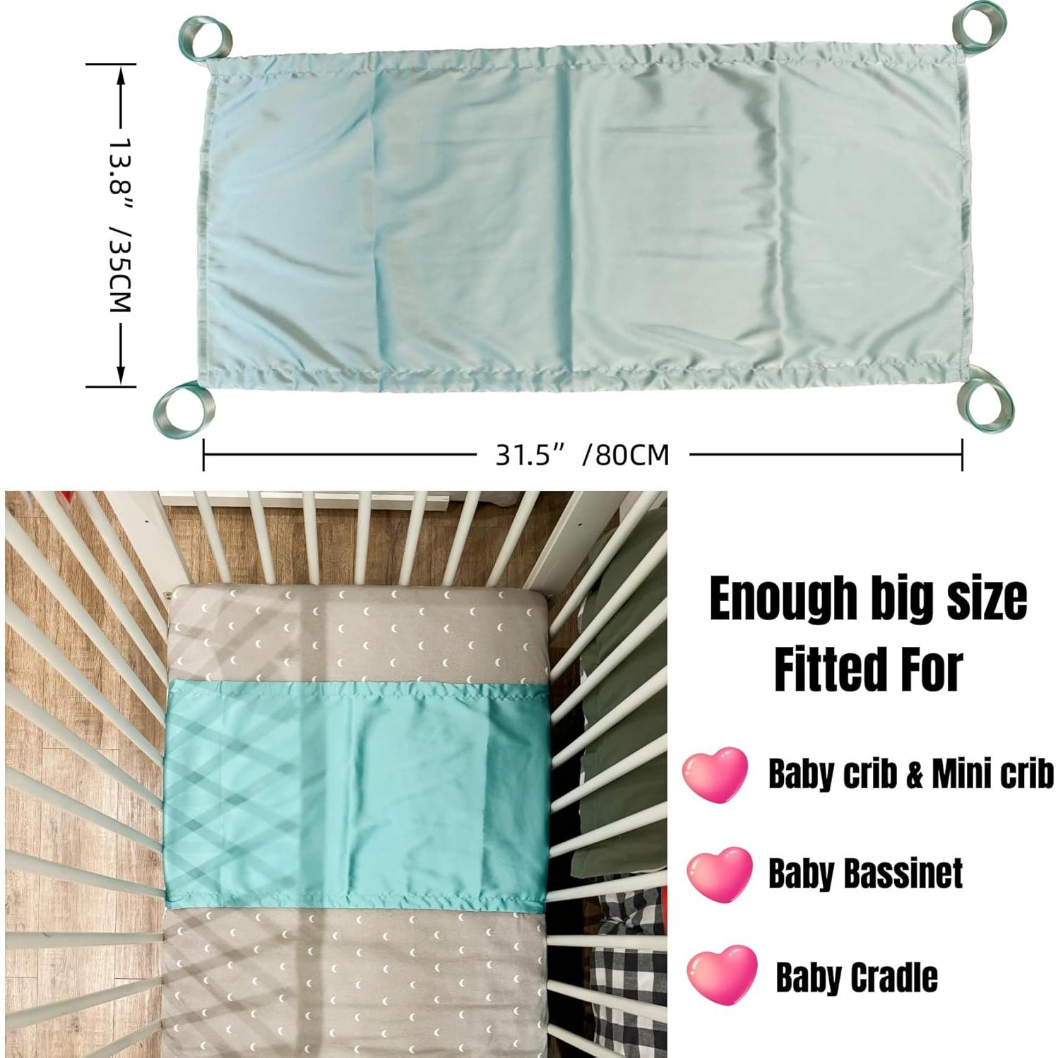 Funda de Cuna de Satén AKISS 80x35cm Reversible Champán/Aqua