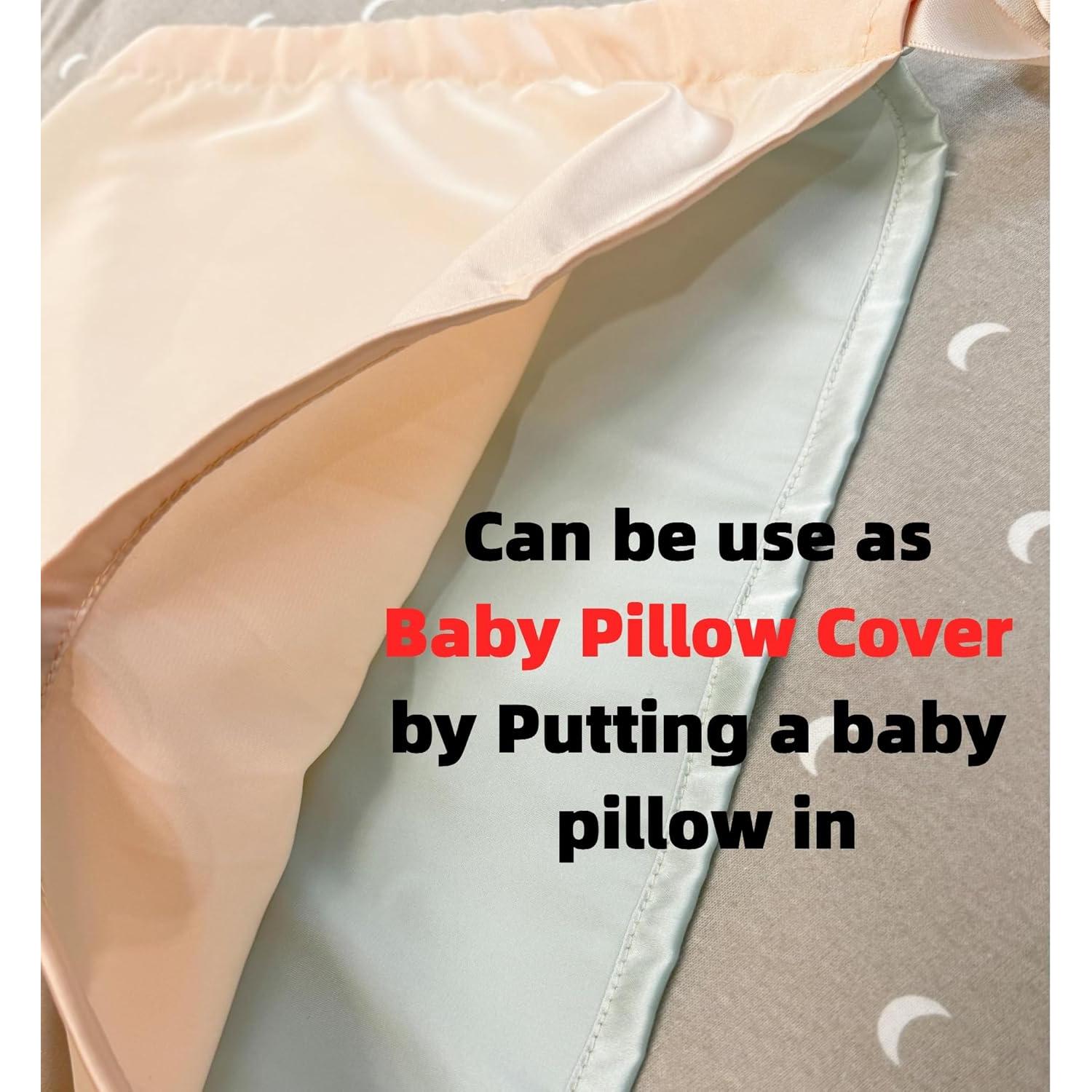 Funda de Cuna de Satén AKISS 80x35cm Reversible Champán/Aqua