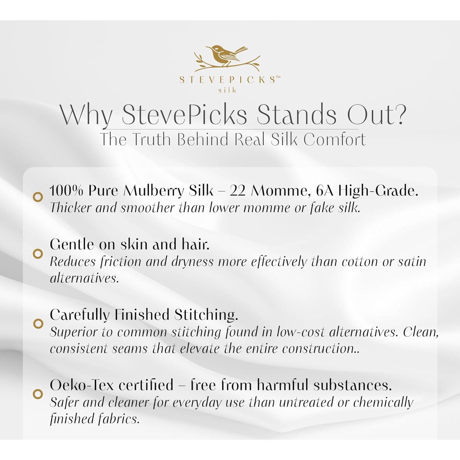 Funda de Almohada de Seda 100% Morera Stevepicks 20x66 cm