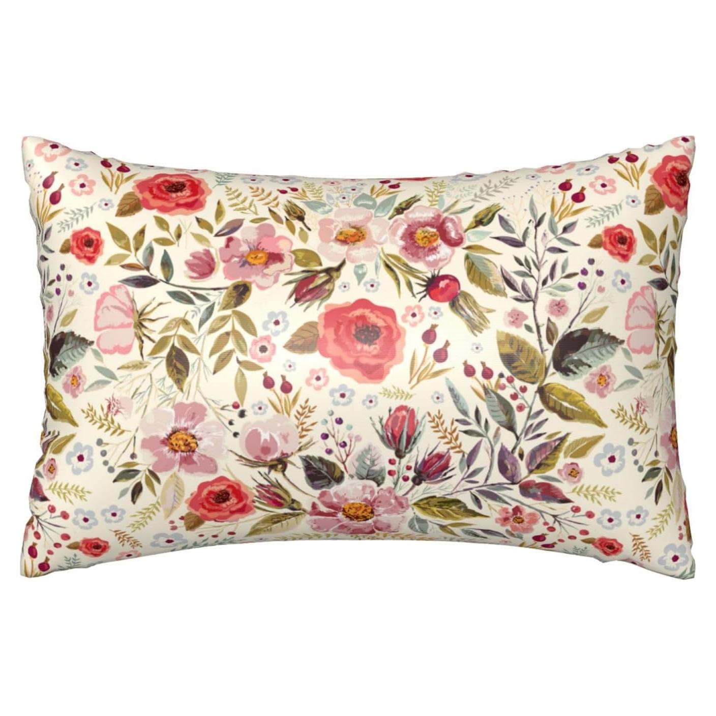 Funda de Almohada de Satén JKJNLHJE 20x30 cm Flores Rojas