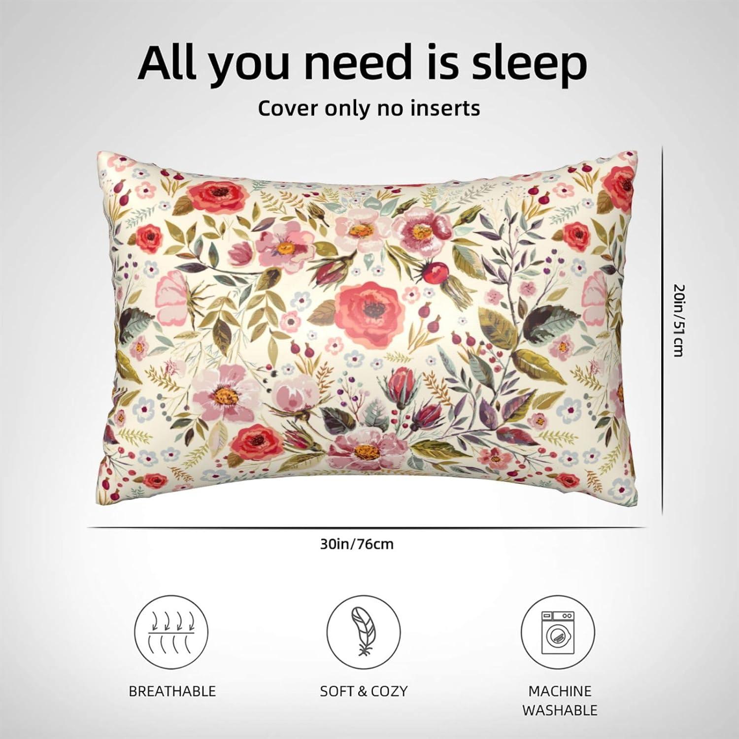Funda de Almohada de Satén JKJNLHJE 20x30 cm Flores Rojas