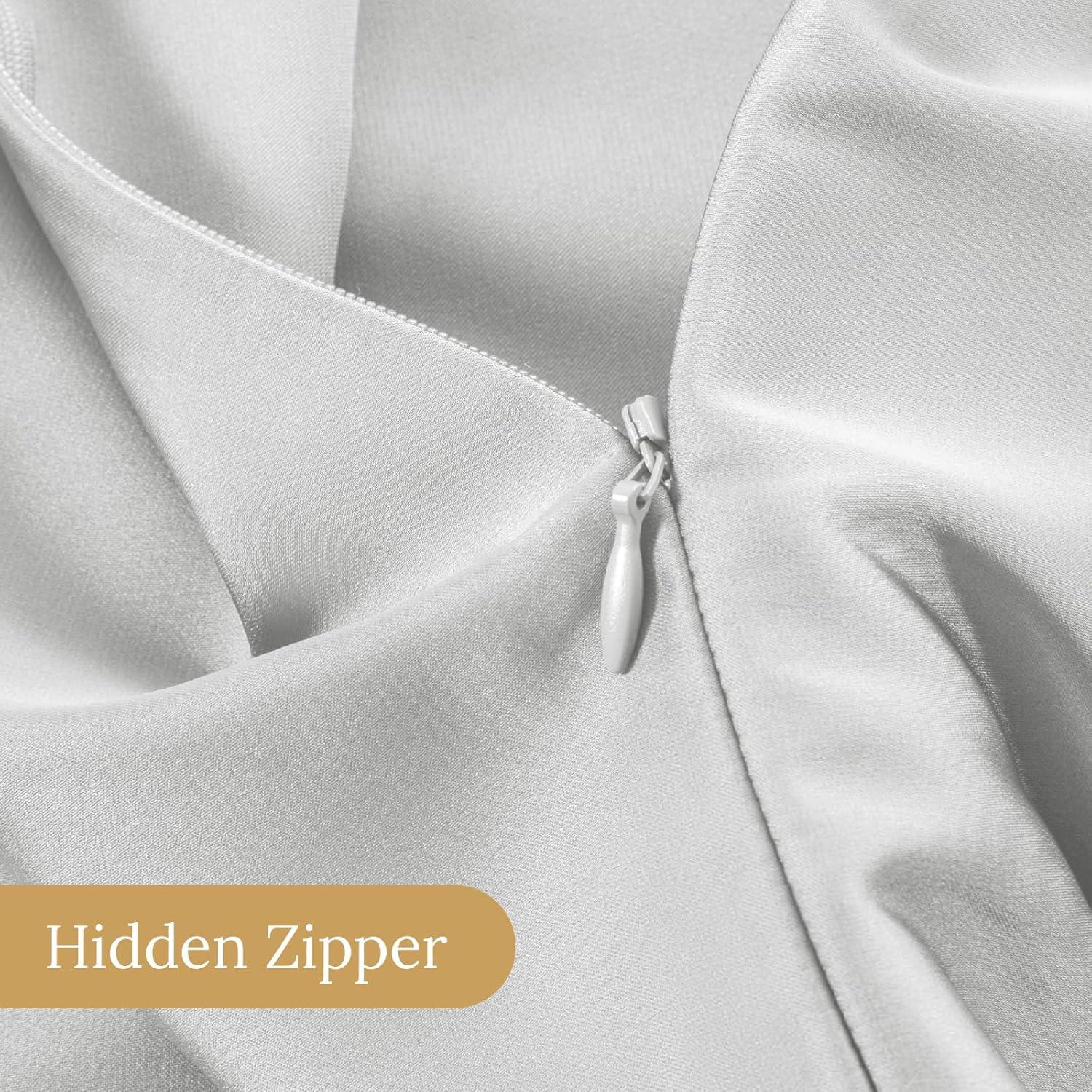 Funda de Almohada de Seda INFIIXSO Estándar 50.8x66 cm Gris Claro