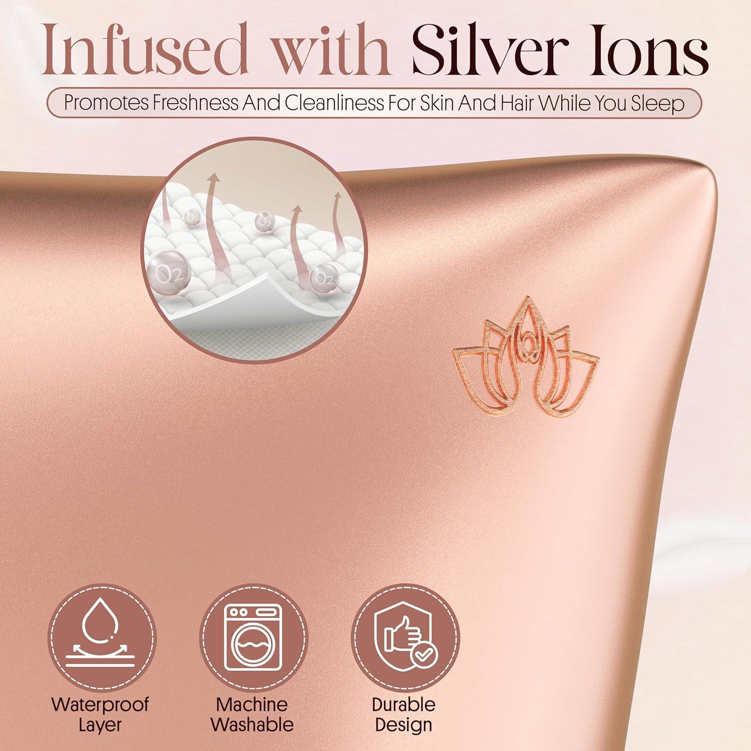 Funda de Almohada de Seda 100% Enviskin Rosa 22 Momme