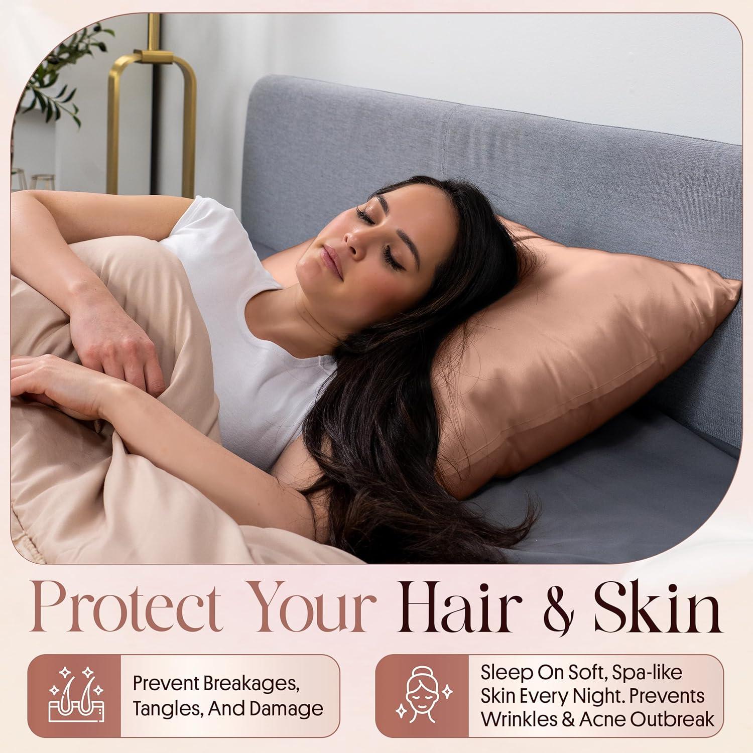 Funda de Almohada de Seda 100% Enviskin Rosa 22 Momme