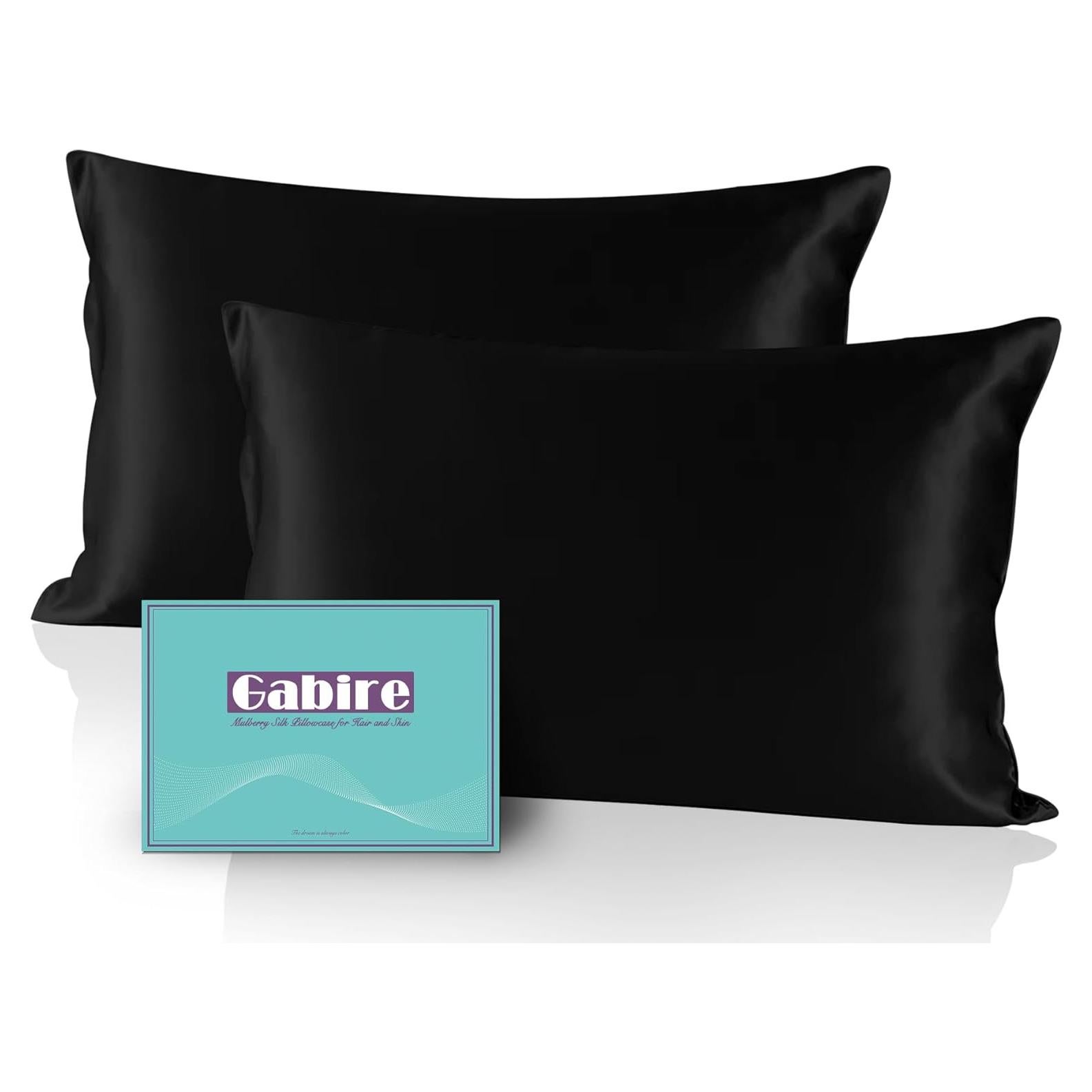 Juego de Fundas de Almohada de Seda Gabire 2 Piezas Negro Estándar