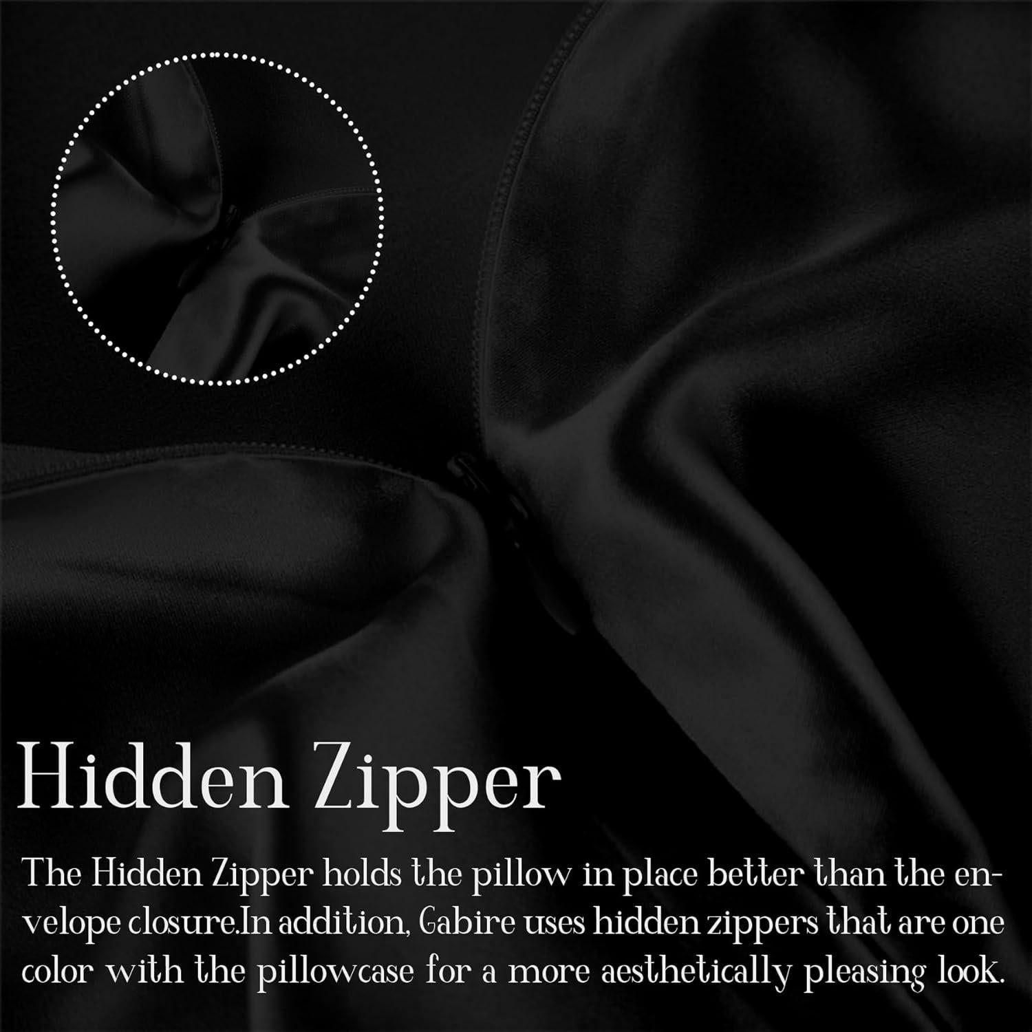 Juego de Fundas de Almohada de Seda Gabire 2 Piezas Negro Estándar