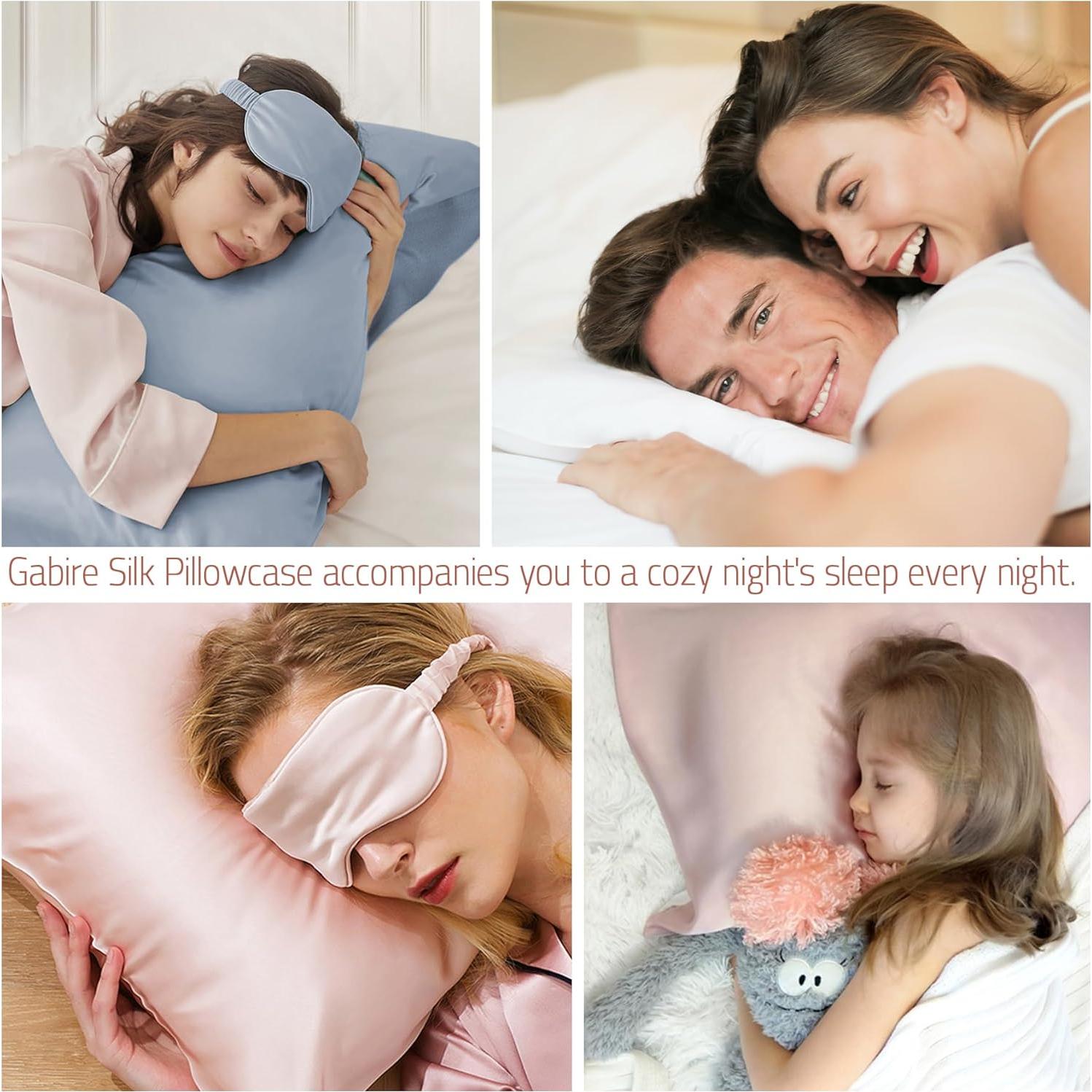 Juego de Fundas de Almohada de Seda Gabire 2 Piezas Negro Estándar