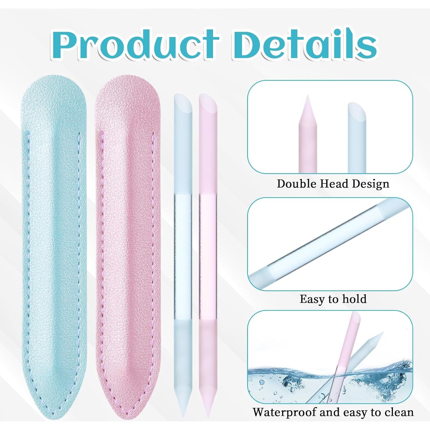 Giantree 2 Empujadores de Cutículas de Vidrio con Estuche