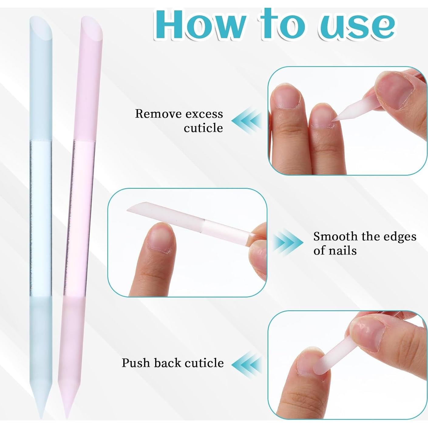 Giantree 2 Empujadores de Cutículas de Vidrio con Estuche