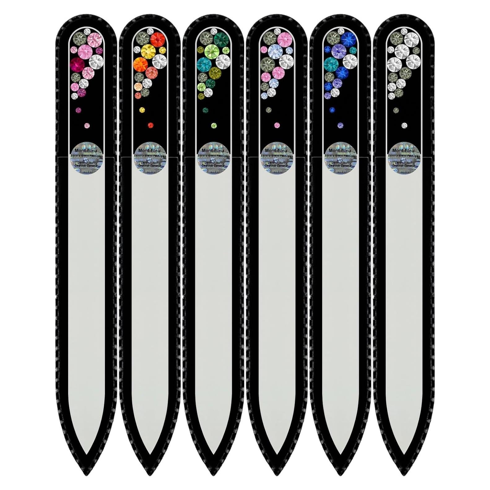 Juego de 6 Limas de Uñas de Vidrio Mont Bleu con Cristales