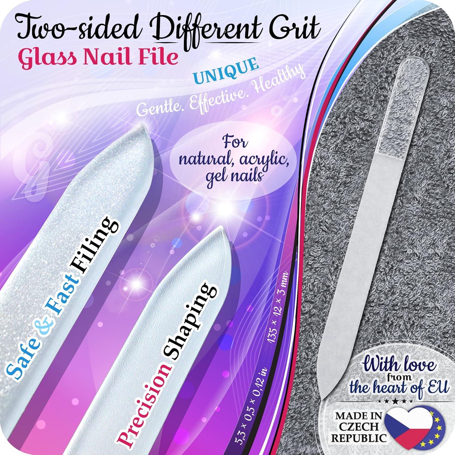 Juego de Lima de Uñas de Vidrio Gladzy - Kit de Manicura y Pedicura