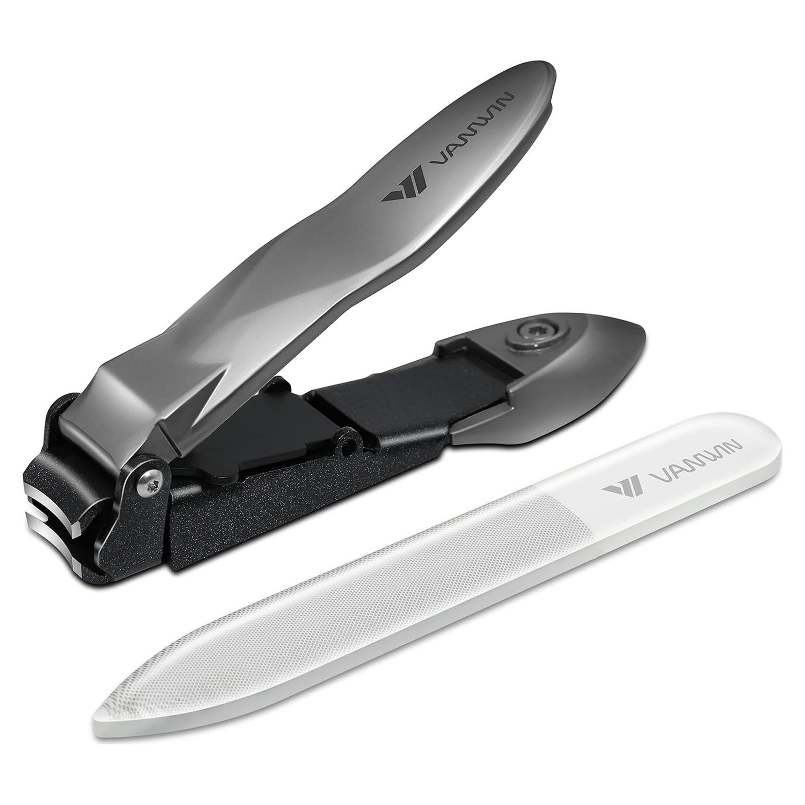 Cortauñas VANWIN con Recolector y Lima de Vidrio - Gris