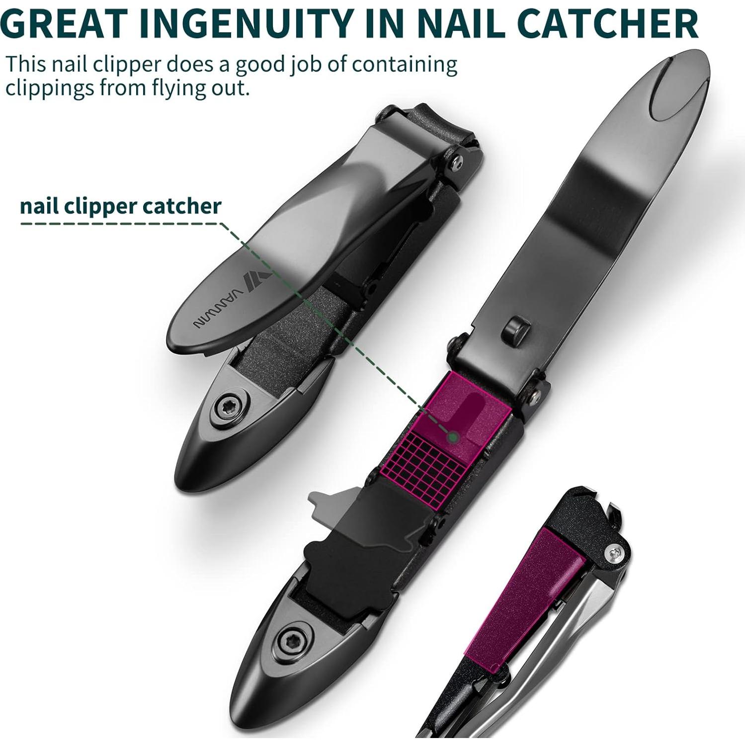 Cortauñas VANWIN con Recolector y Lima de Vidrio - Gris