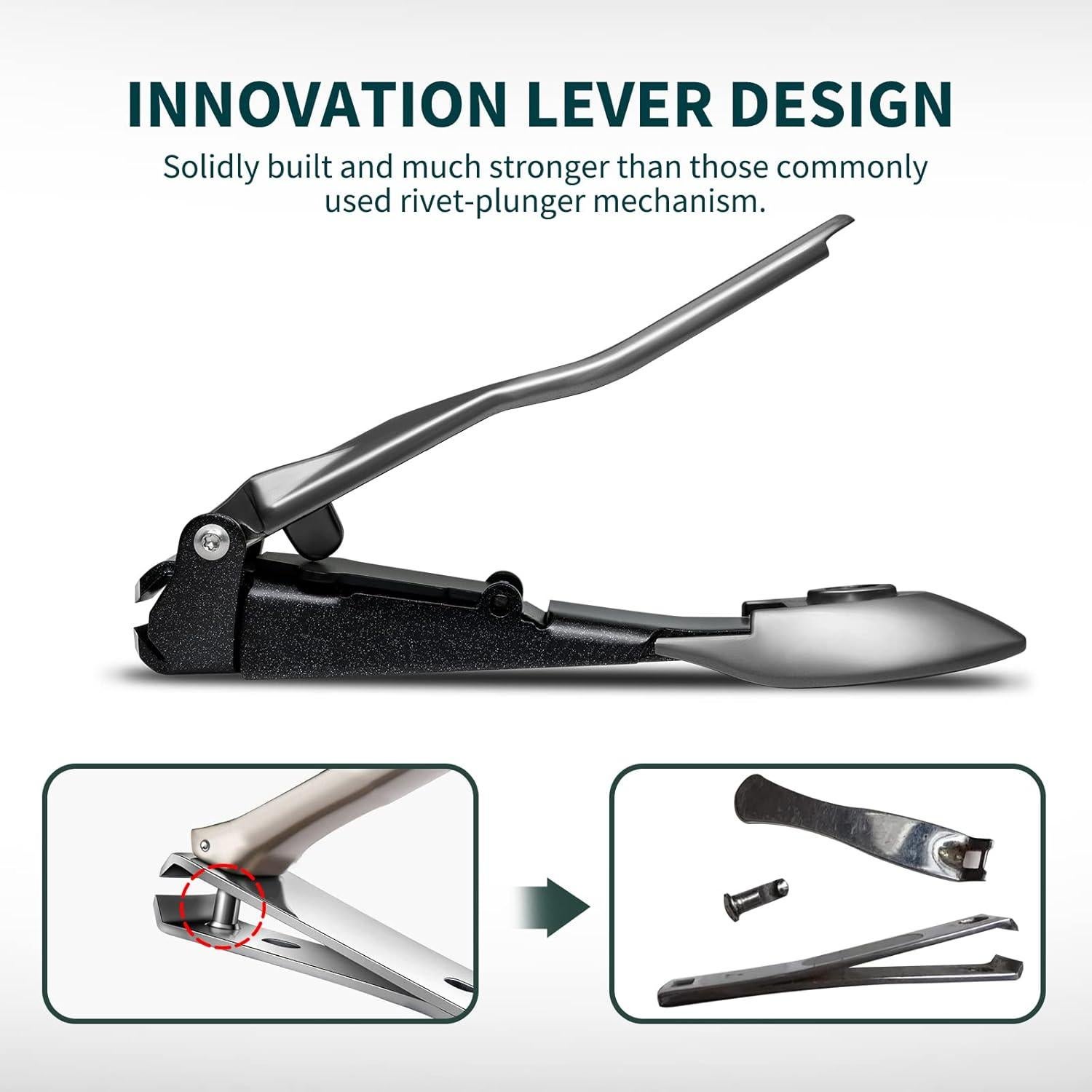 Cortauñas VANWIN con Recolector y Lima de Vidrio - Gris