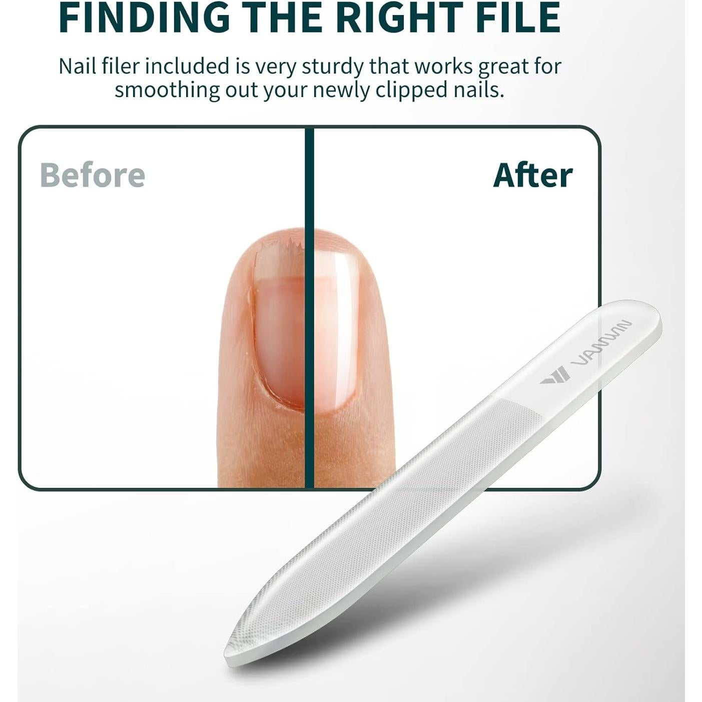 Cortauñas VANWIN con Recolector y Lima de Vidrio - Gris