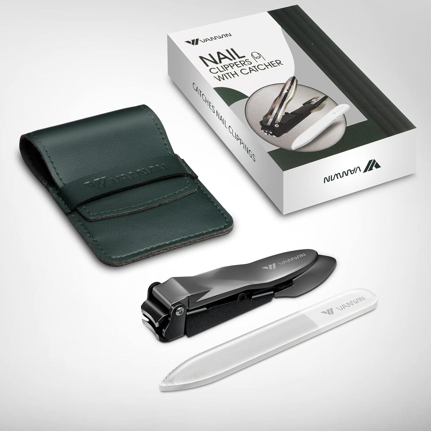 Cortauñas VANWIN con Recolector y Lima de Vidrio - Gris