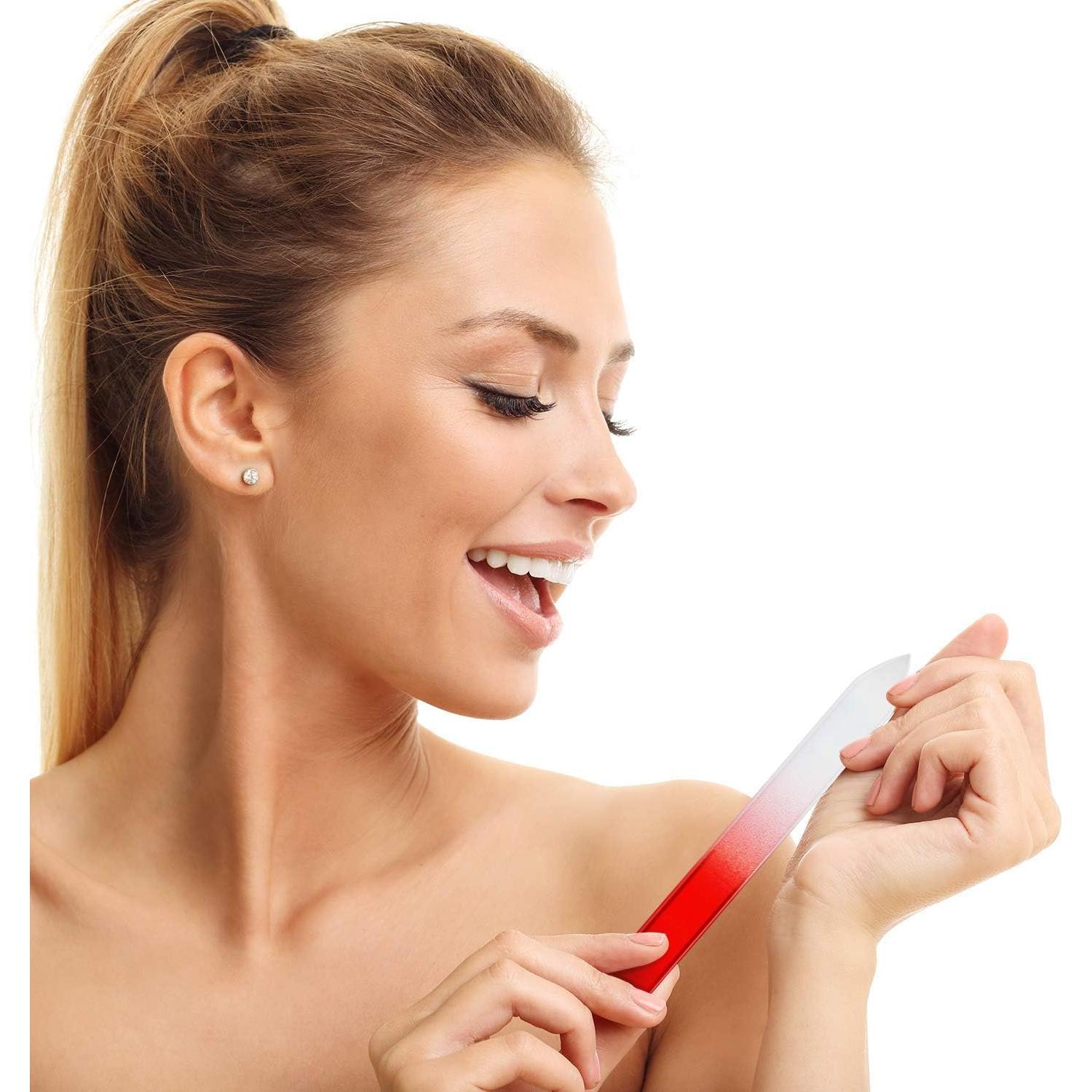 6 Limas de Uñas de Vidrio LPOne con Funda Protectora 14x1cm