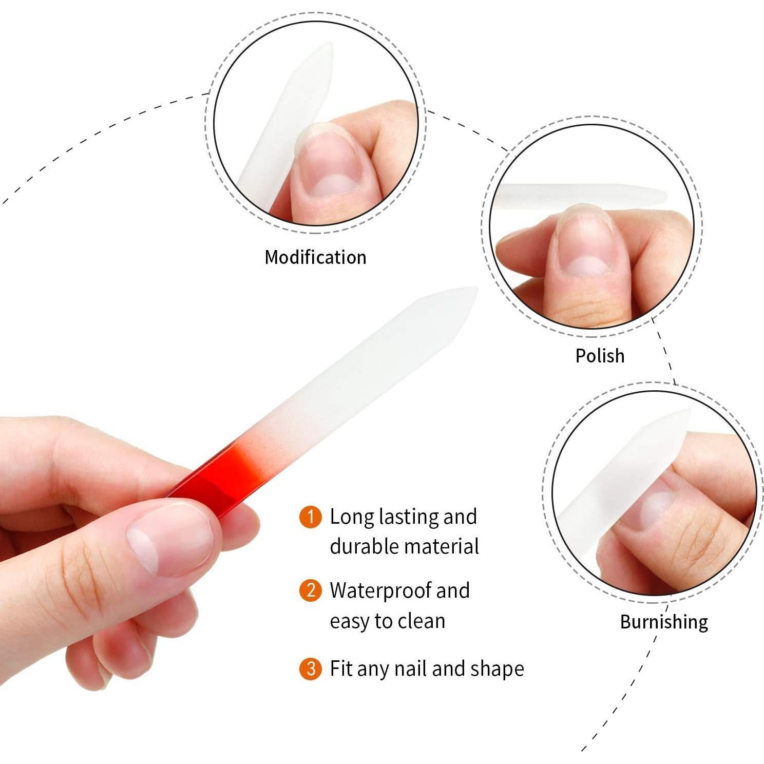 6 Limas de Uñas de Vidrio LPOne con Funda Protectora 14x1cm