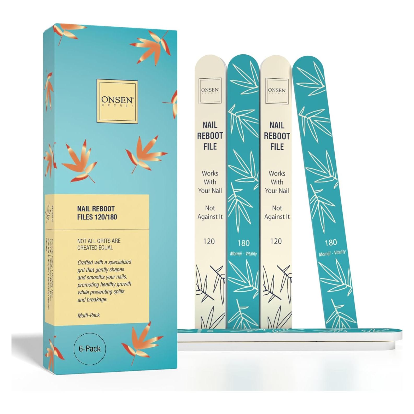 Limas de Uñas Onsen Secreto - Paquete Profesional de 6 Unidades 120/180 Grano