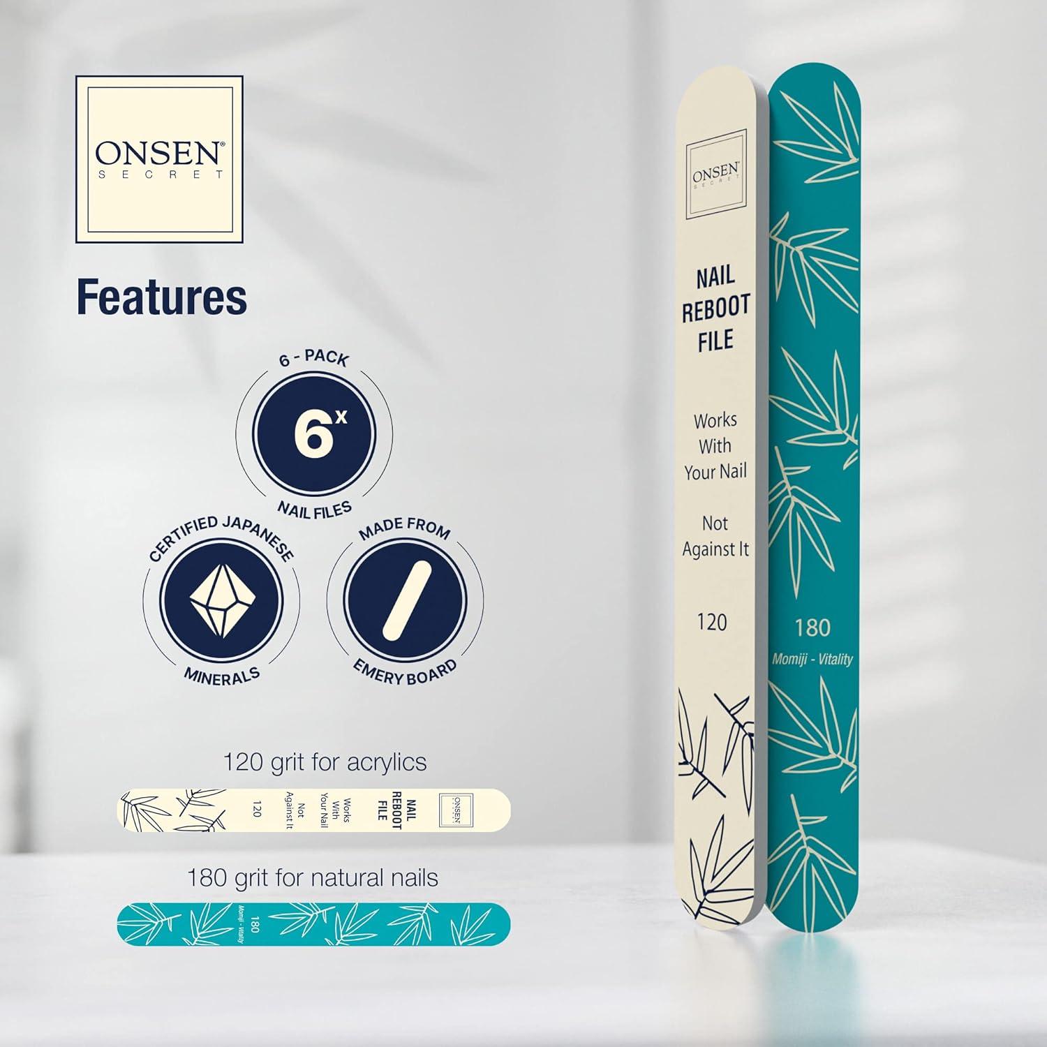 Limas de Uñas Onsen Secreto - Paquete Profesional de 6 Unidades 120/180 Grano