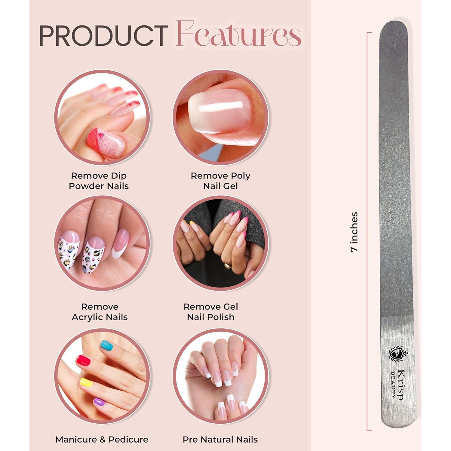 Lima de Uñas de Diamante Krisp Beauty - Acero Inoxidable Doble Cara