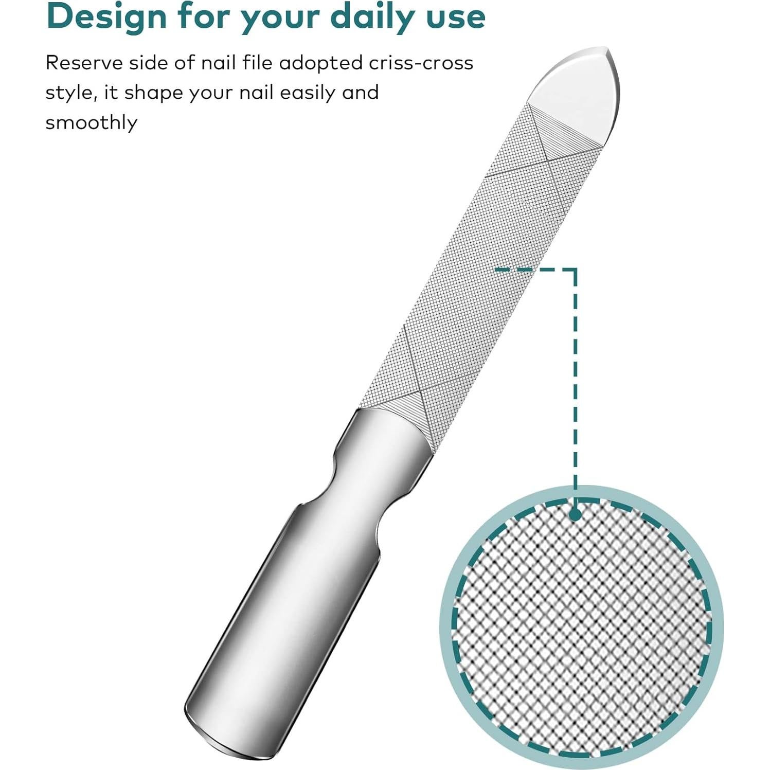 Lima de Uñas MR.GREEN Mini Profesional Acero Inoxidable Doble Cara