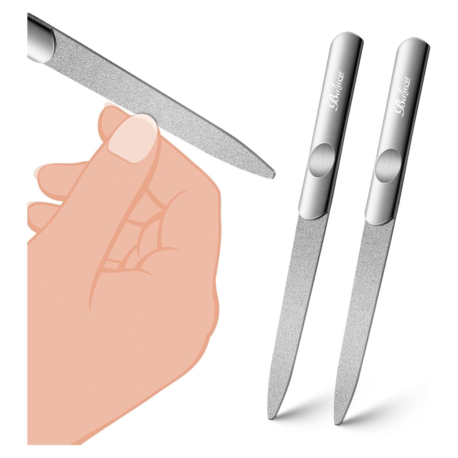 Lima de Uñas de Acero Inoxidable BALUCA Doble Cara 2 Piezas