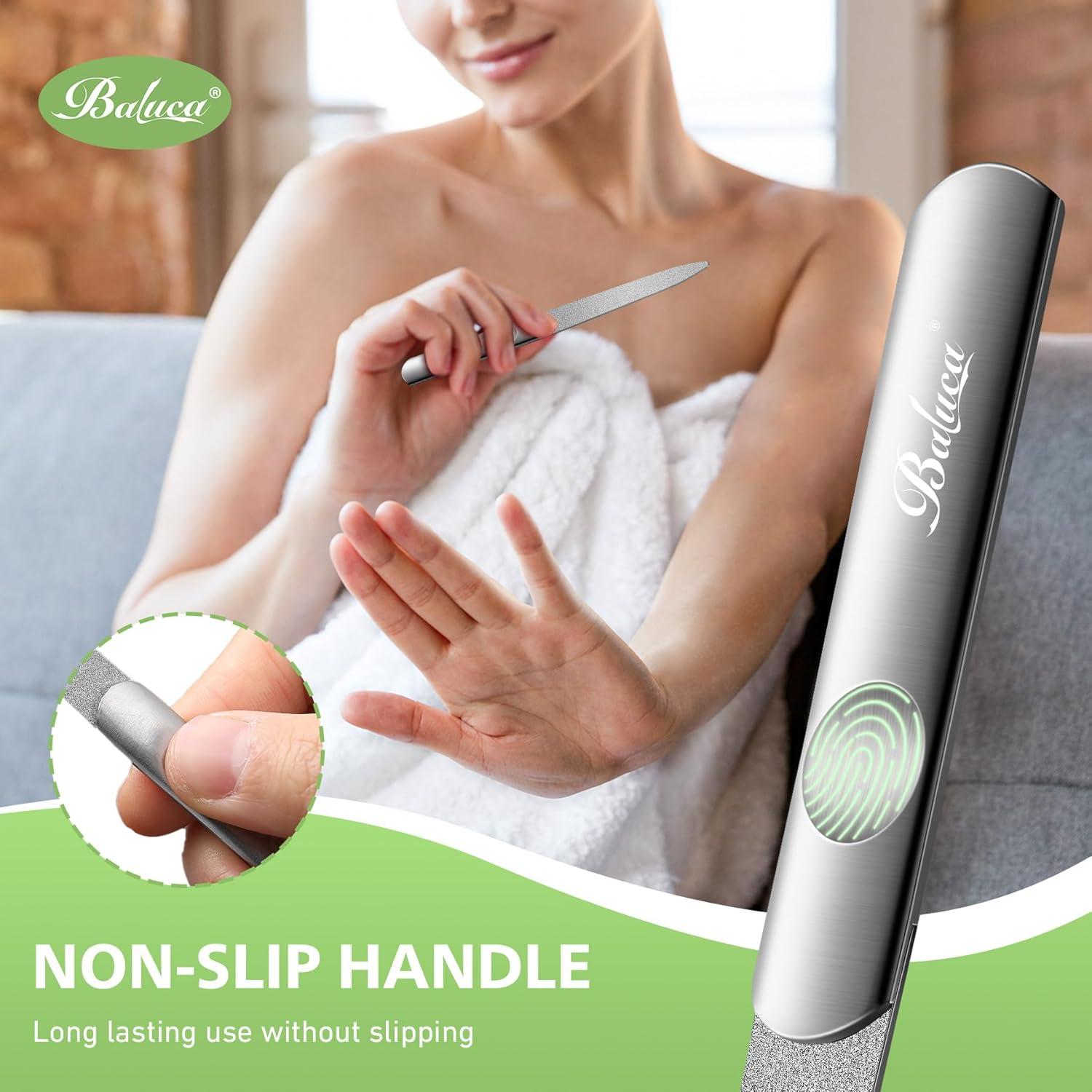 Lima de Uñas de Acero Inoxidable BALUCA Doble Cara 2 Piezas