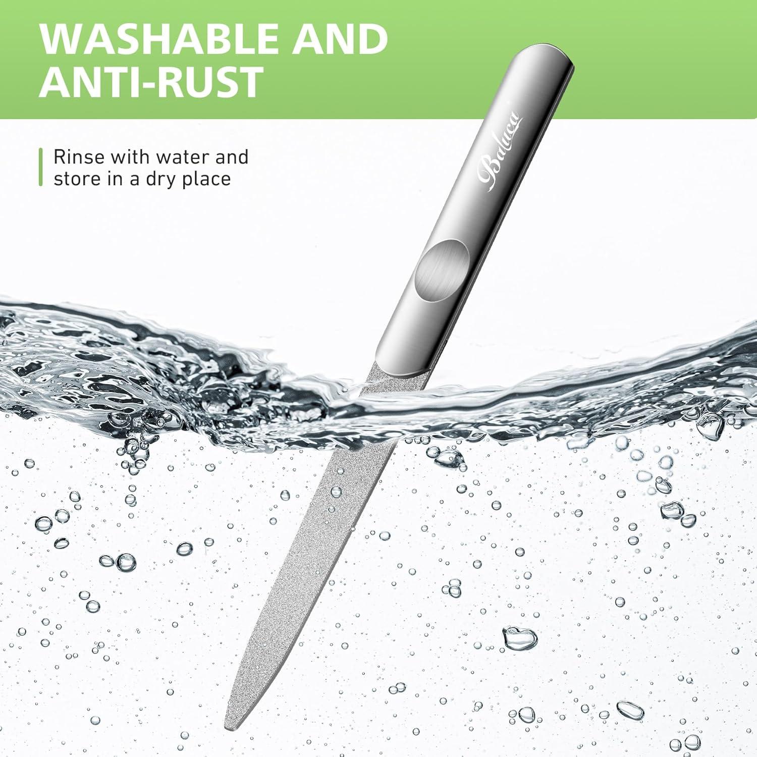 Lima de Uñas de Acero Inoxidable BALUCA Doble Cara 2 Piezas