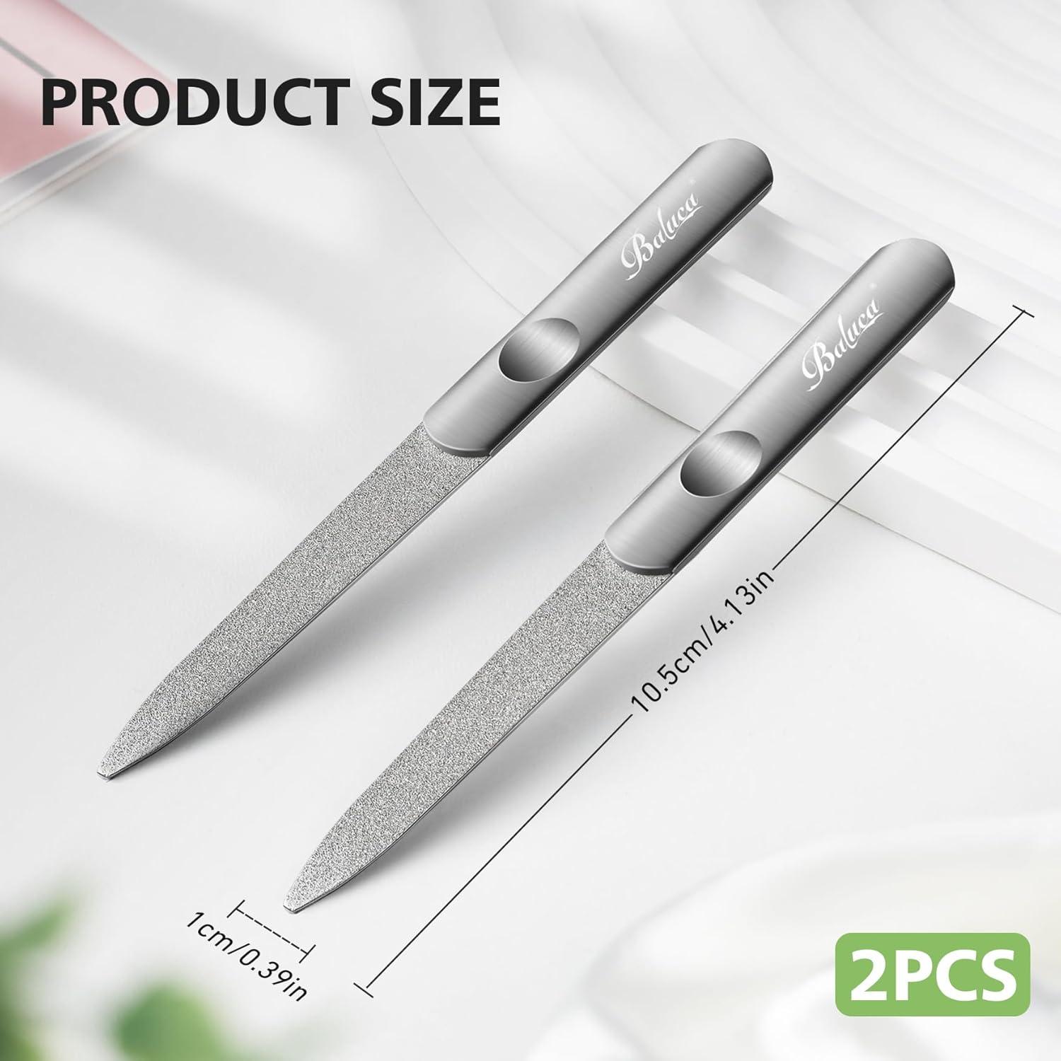 Lima de Uñas de Acero Inoxidable BALUCA Doble Cara 2 Piezas