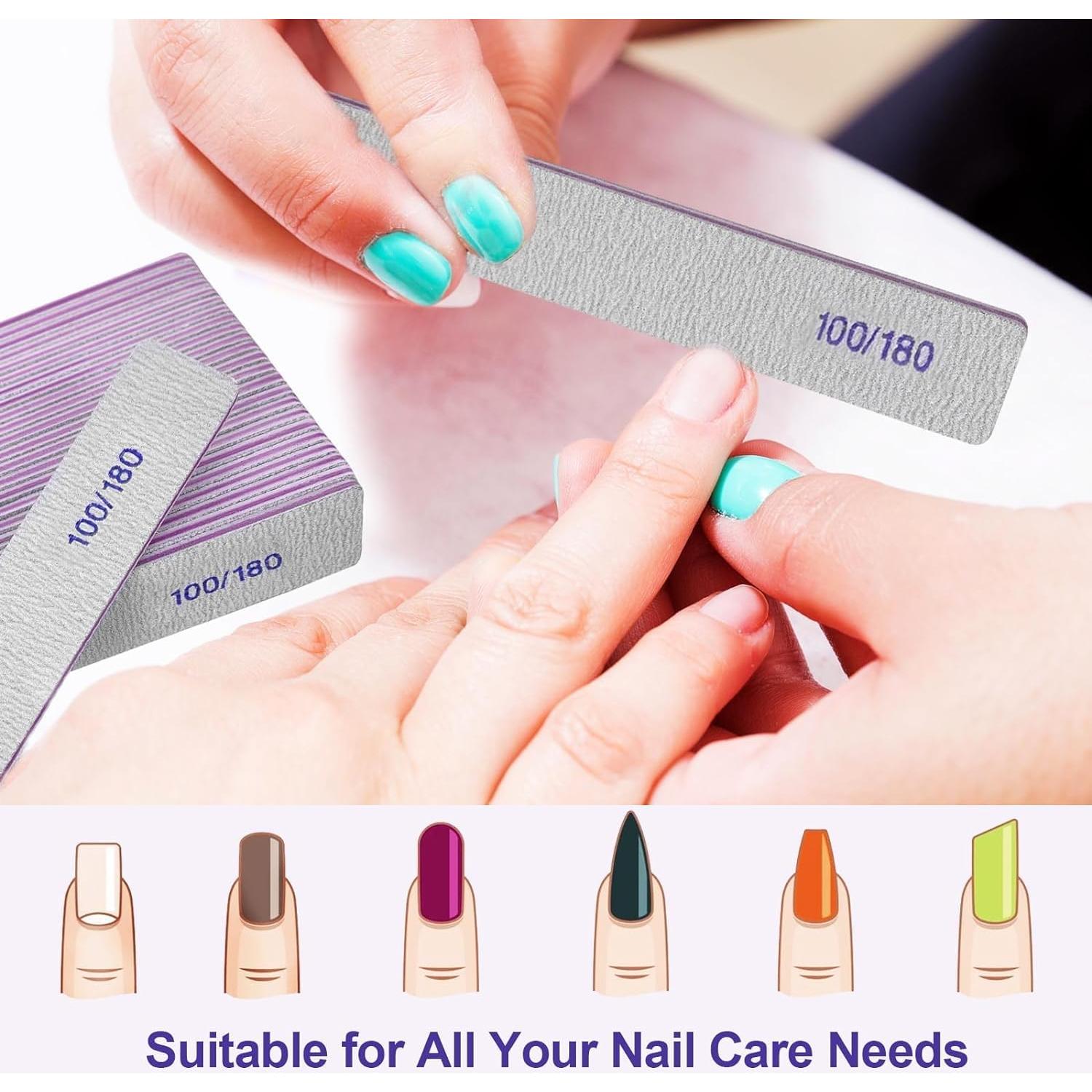 Limas de Uñas HomeyEra 12 Pcs 100/180 Grit Doble Cara