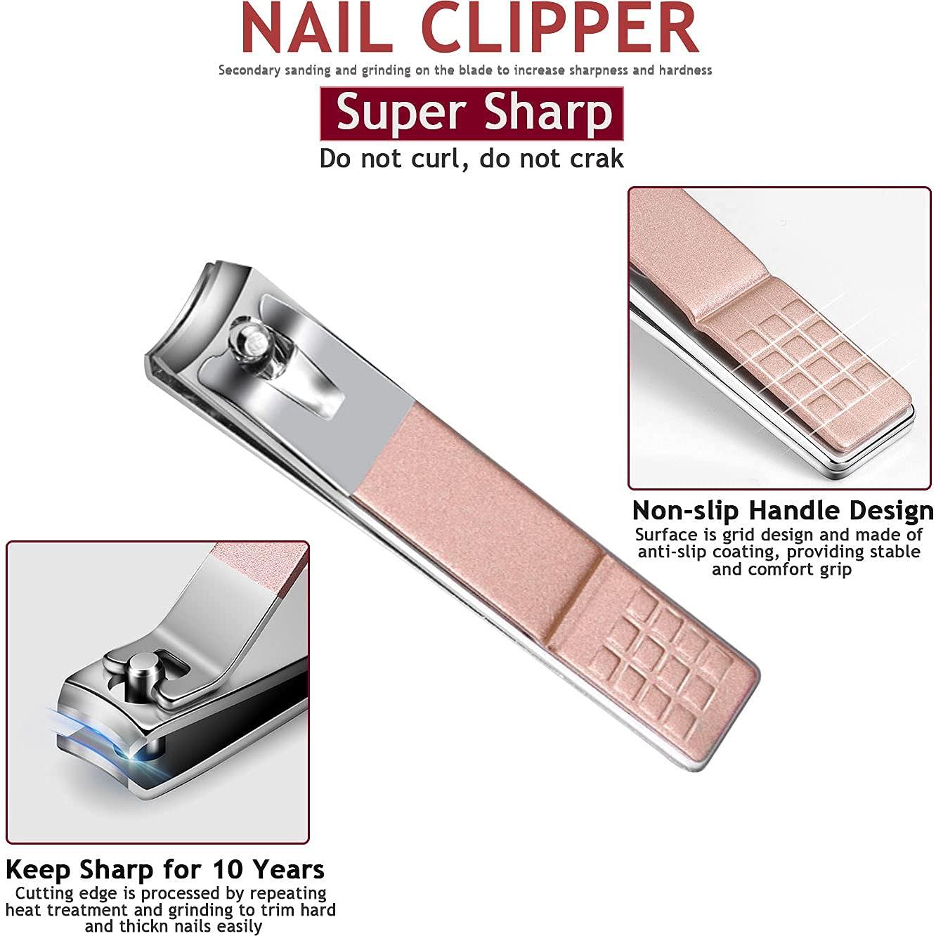 Kit de Manicura HANTEKAS 5 Piezas Acero Inoxidable Negro-Oro Rosa