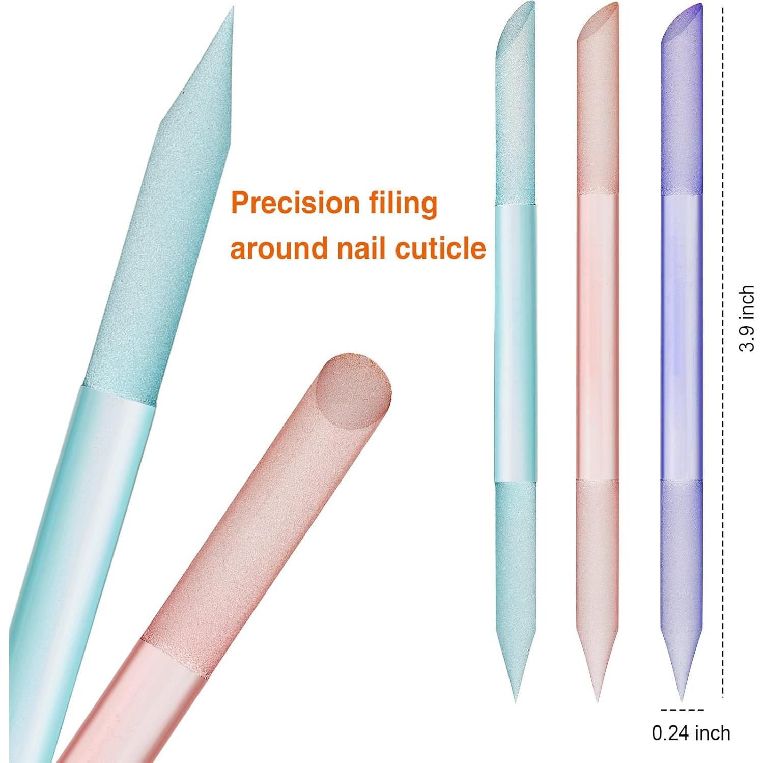 Juego de 3 Empujadores de Cutículas de Vidrio Mudder - Rosa, Púrpura, Azul