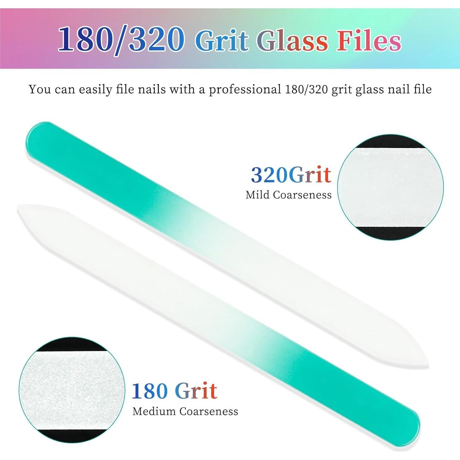 Limas de Uñas de Vidrio 180/320 YINGJEE - Paquete de 4 Piezas