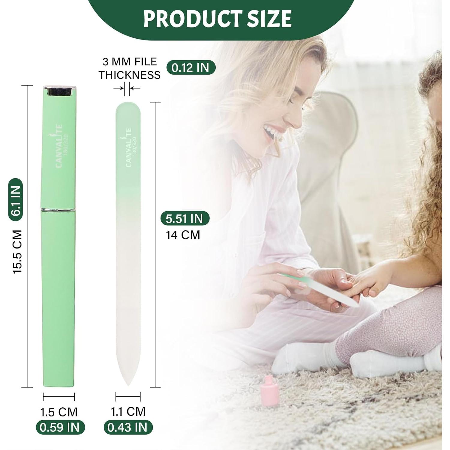 Limas de Uñas de Vidrio CANVALITE Doble Lado 180/320 - Paquete de 3