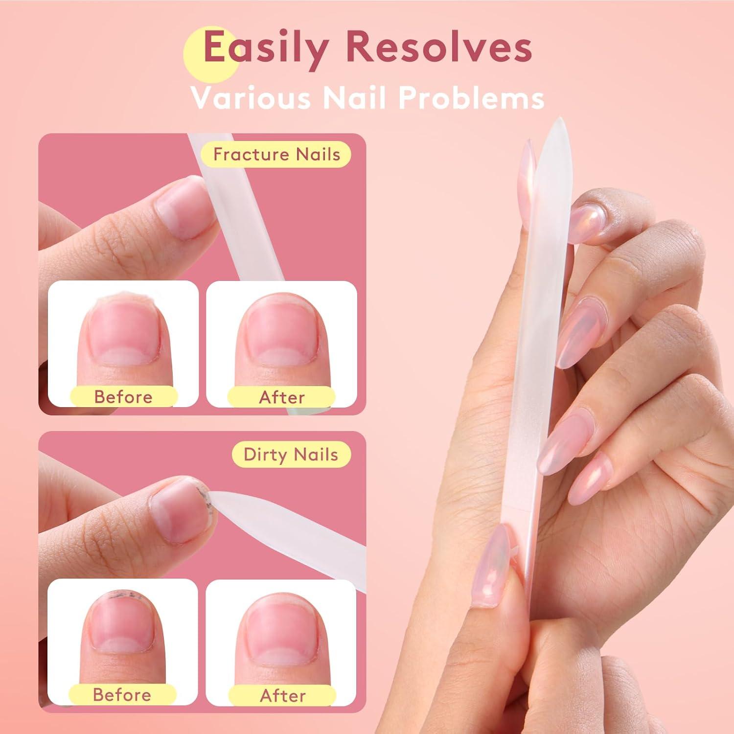 Lima de Uñas de Vidrio XIPOO con Estuche - 3 Piezas 14 cm