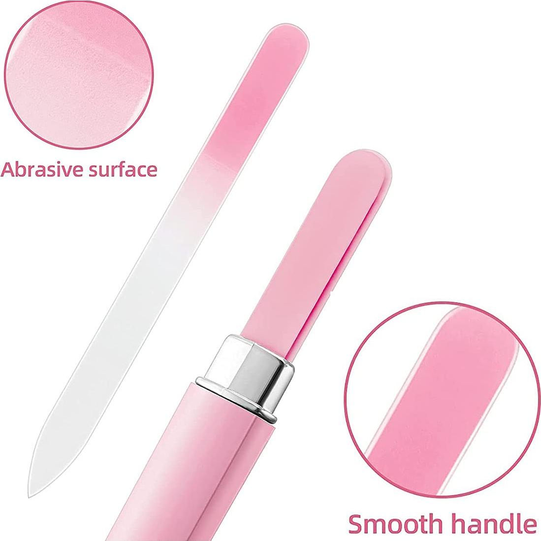 Paquete de 5 Limas de Uñas de Vidrio QRWT con Estuche