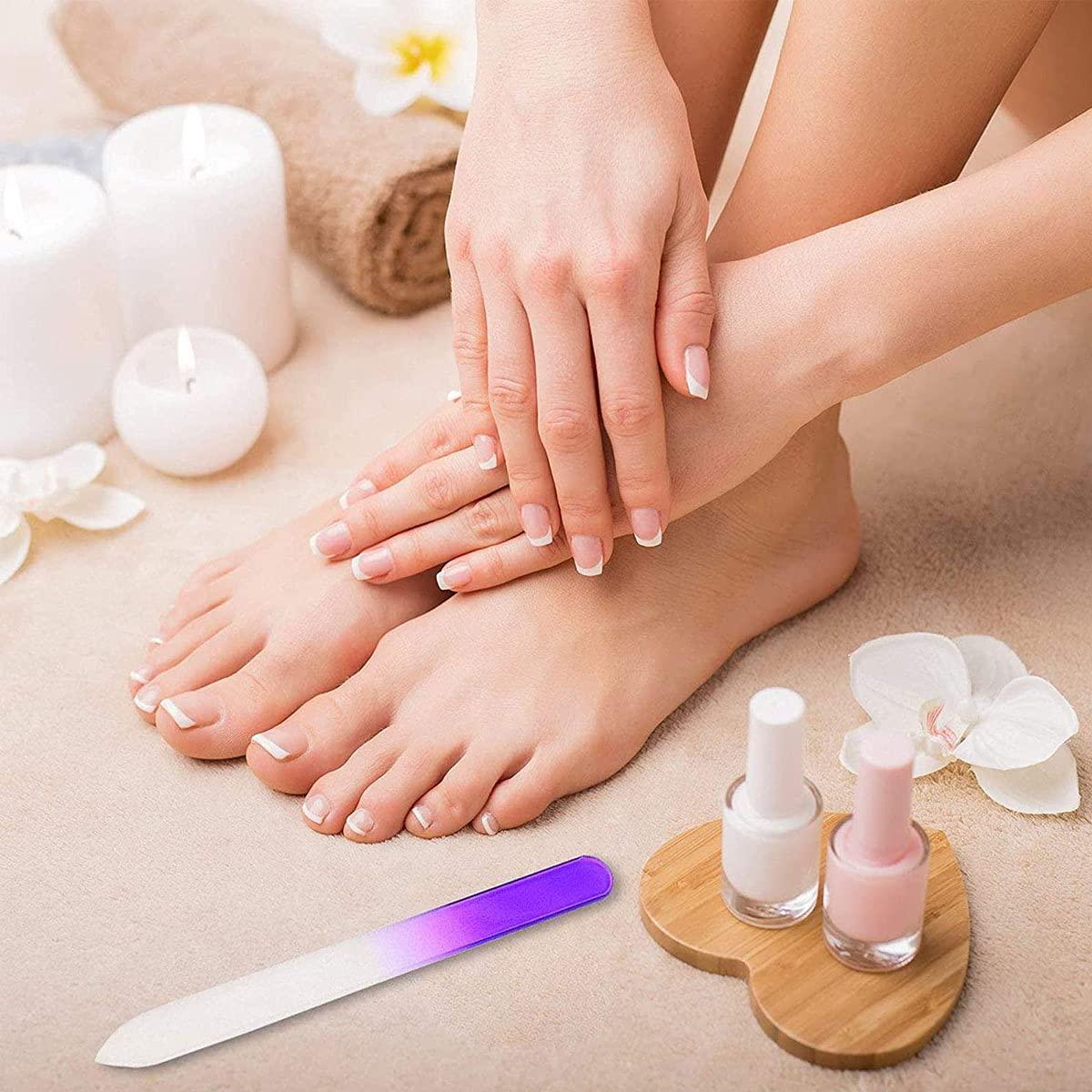 Paquete de 5 Limas de Uñas de Vidrio QRWT con Estuche