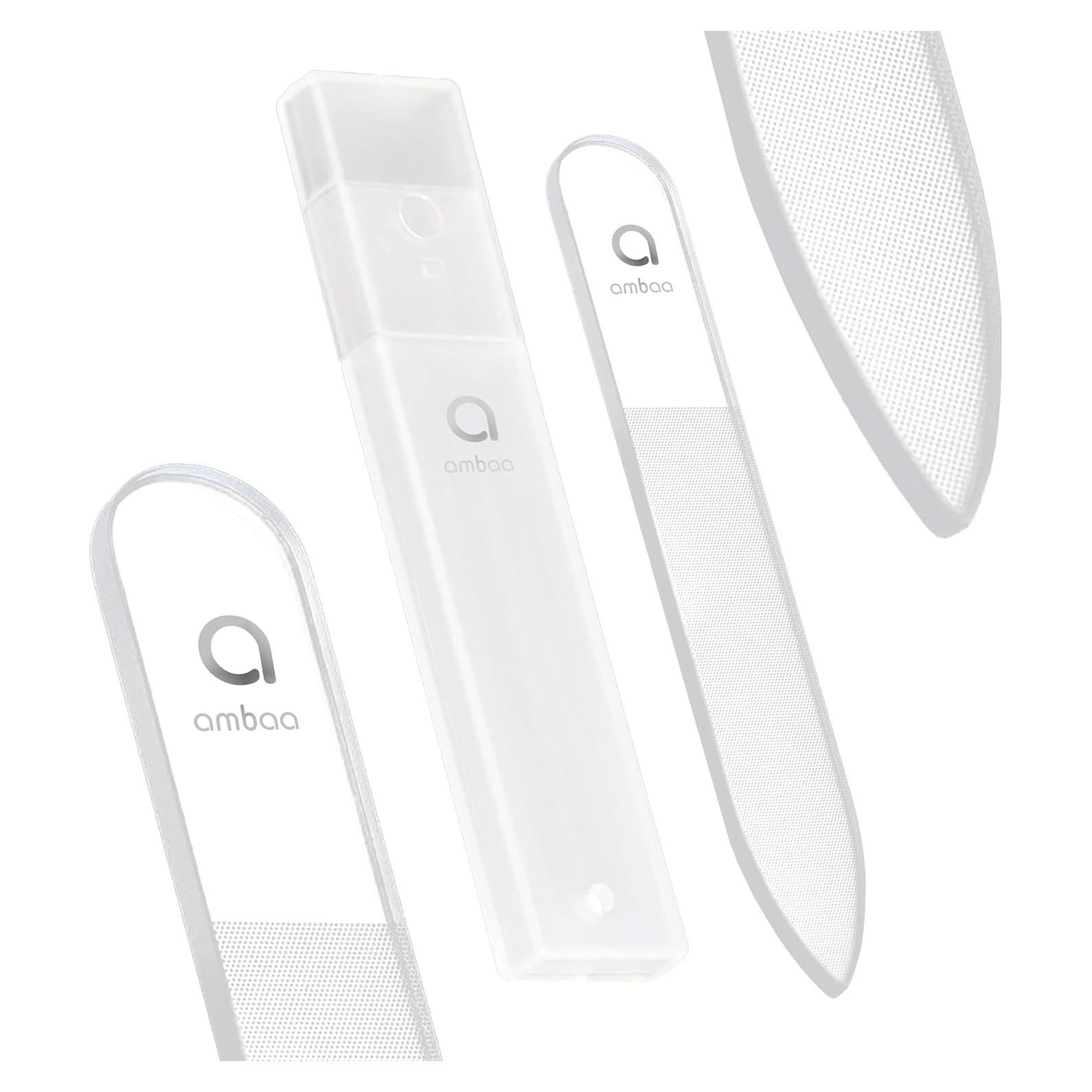 Lima de Uñas de Vidrio Ambaa Nano 3 en 1 con Estuche