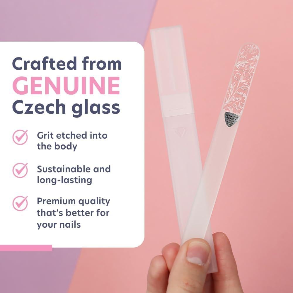 Lima de Uñas de Vidrio Bona Fide Beauty Floral con Estuche