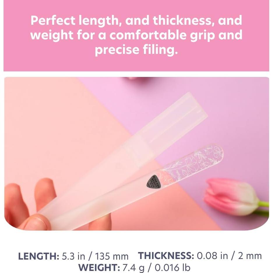 Lima de Uñas de Vidrio Bona Fide Beauty Floral con Estuche