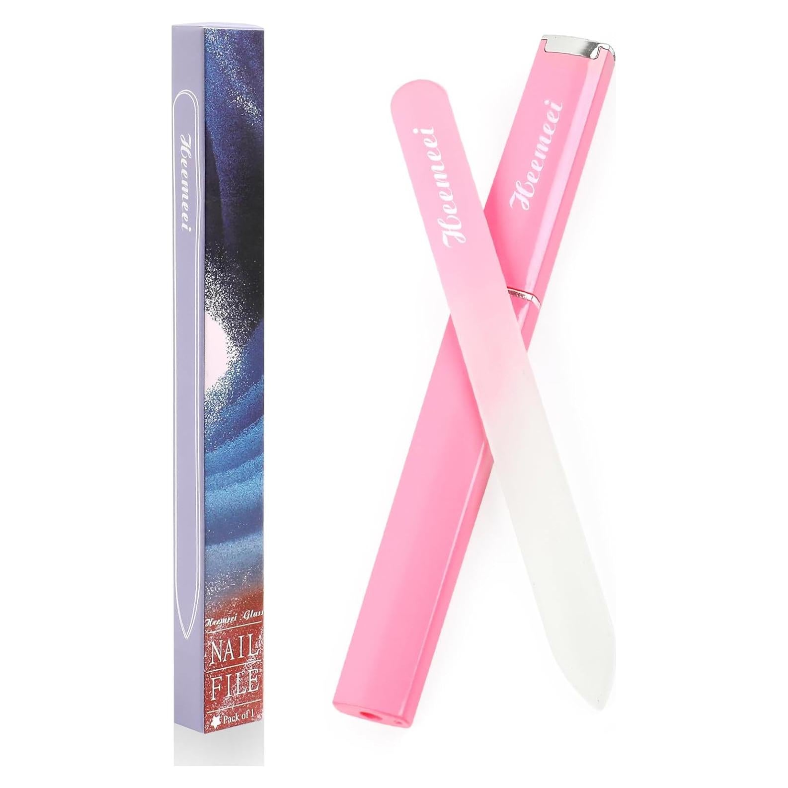 Lima de Uñas de Vidrio Heemeei Doble Cara 180/320 Grano Rosa