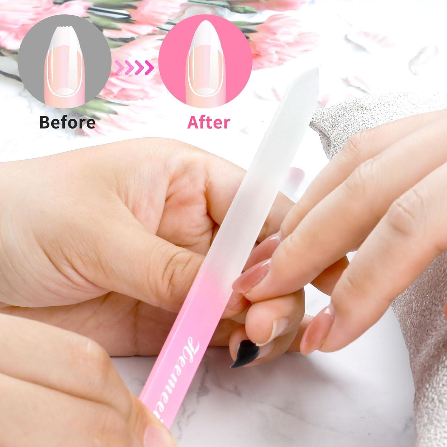 Lima de Uñas de Vidrio Heemeei Doble Cara 180/320 Grano Rosa